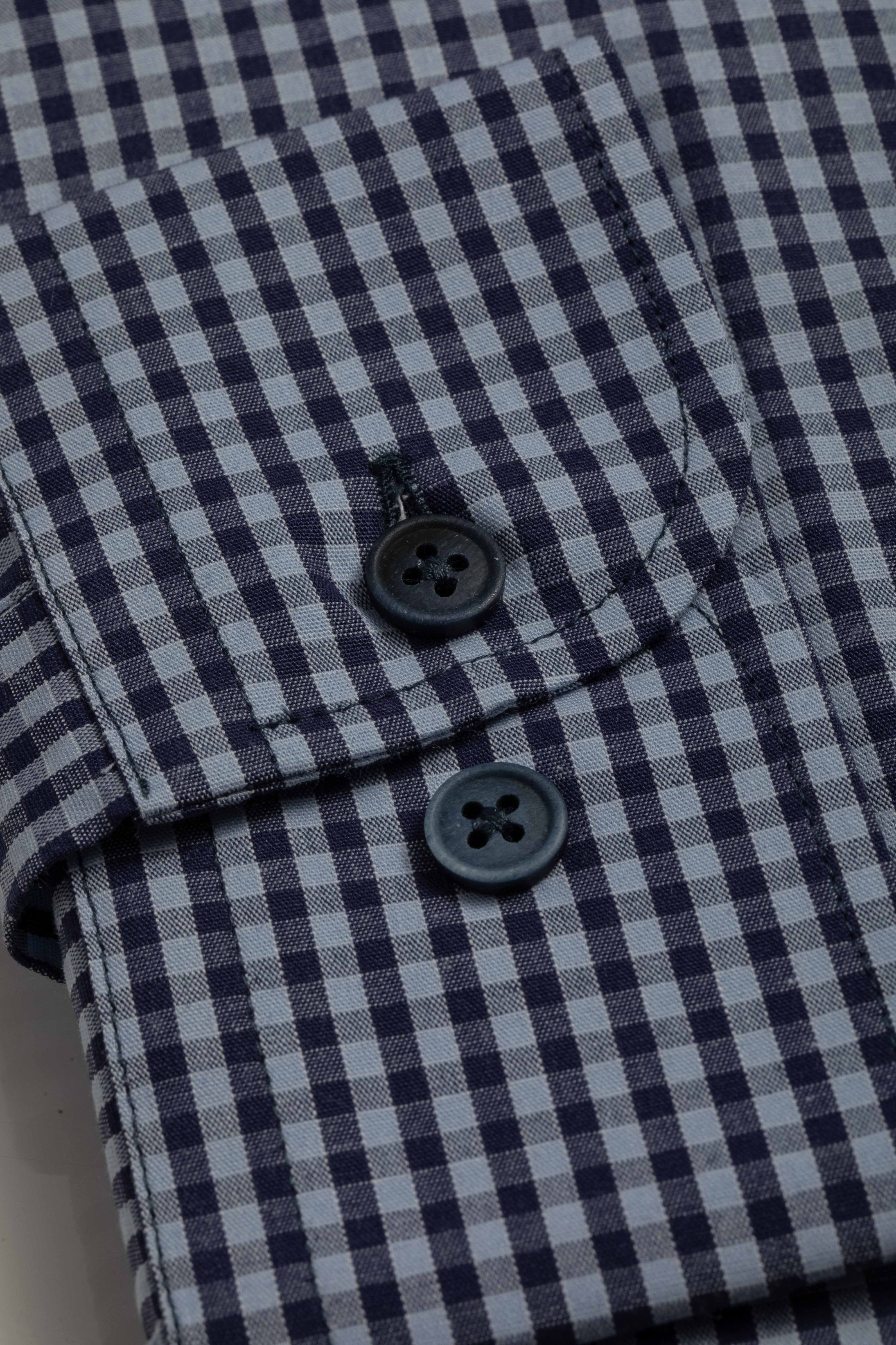 Camisa Manga Longa Regular Quadriculado Marinho