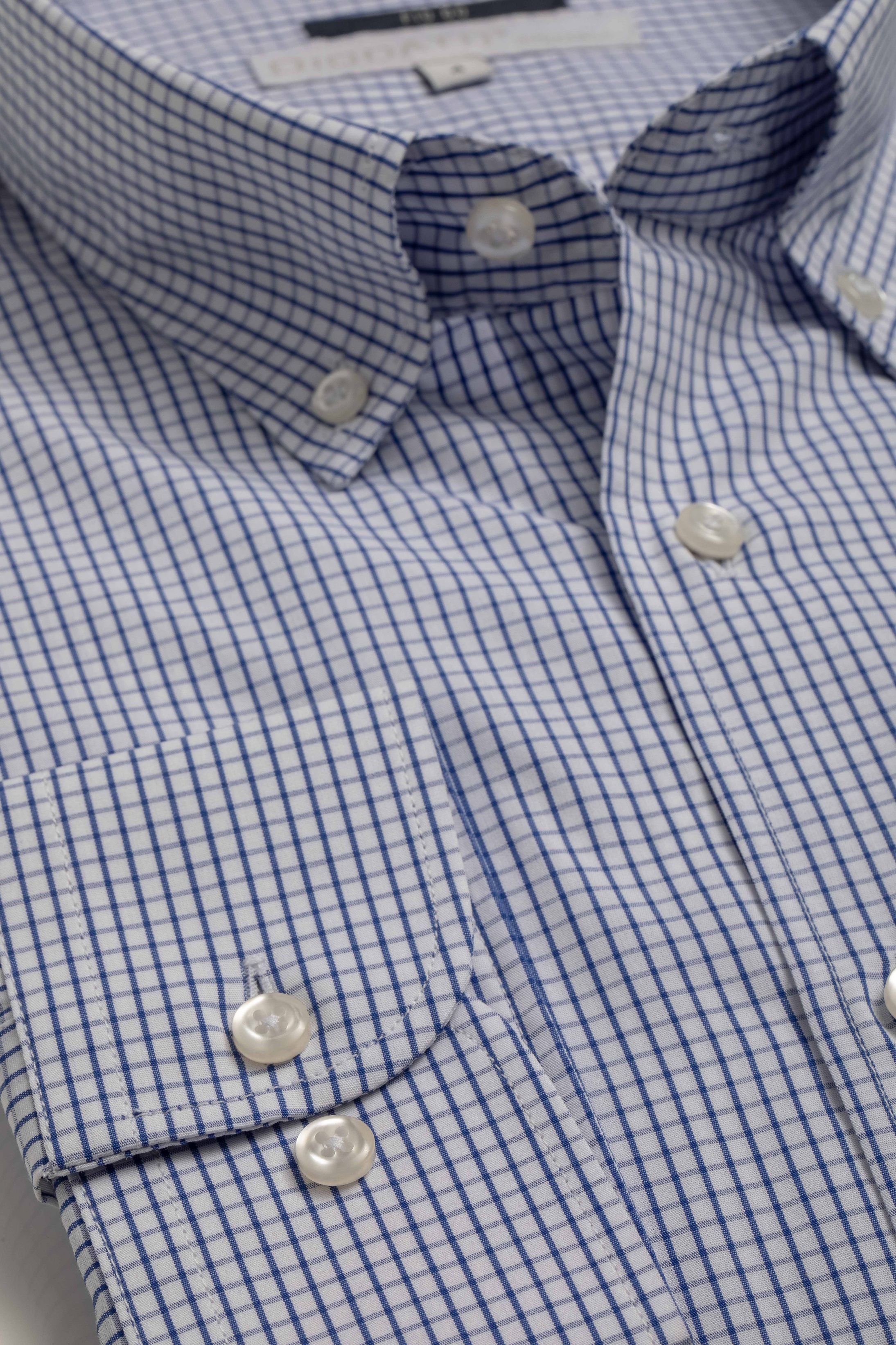 Camisa Manga Longa Regular Quadriculada Marinho