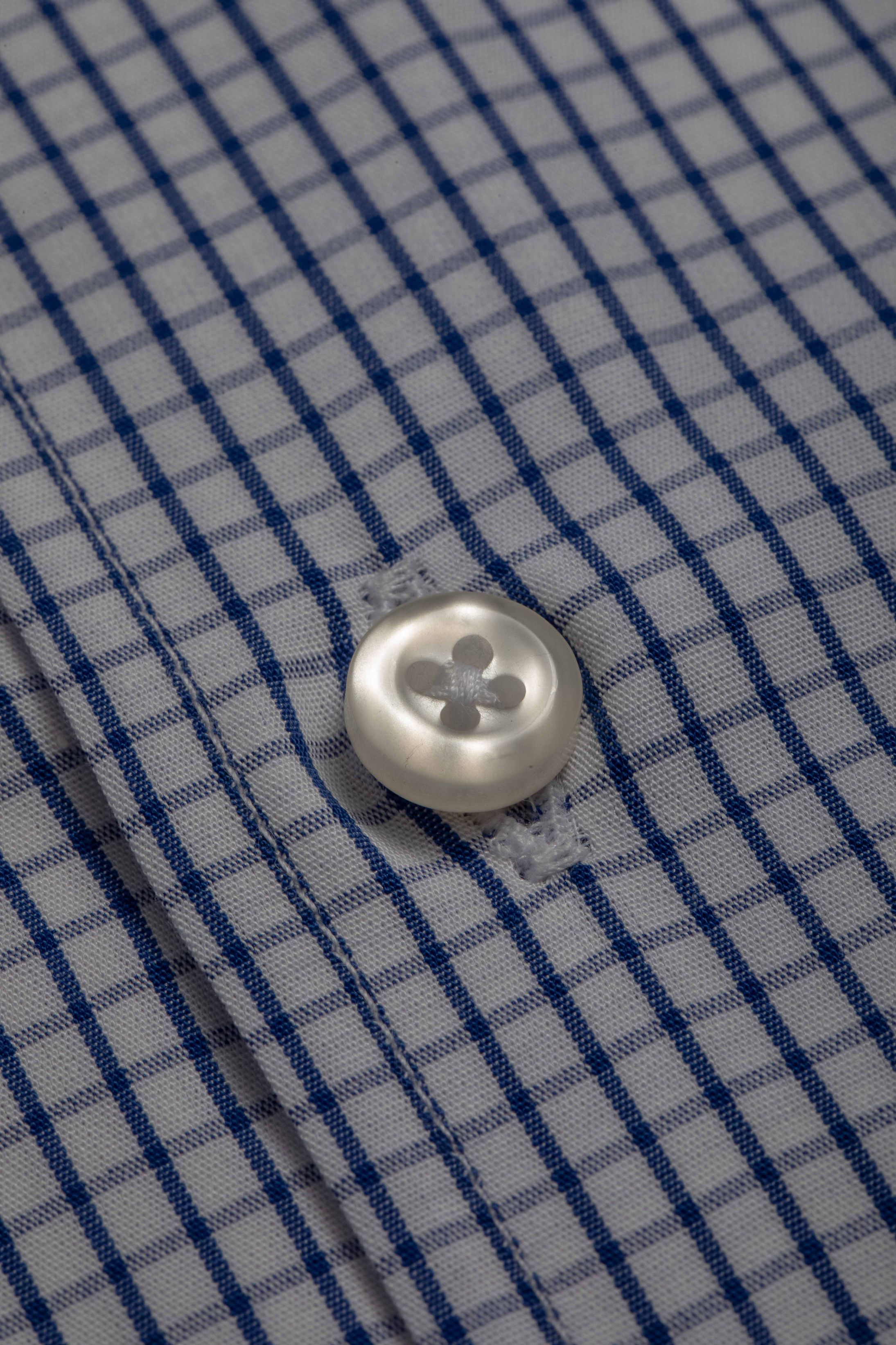 Camisa Manga Longa Regular Quadriculada Marinho