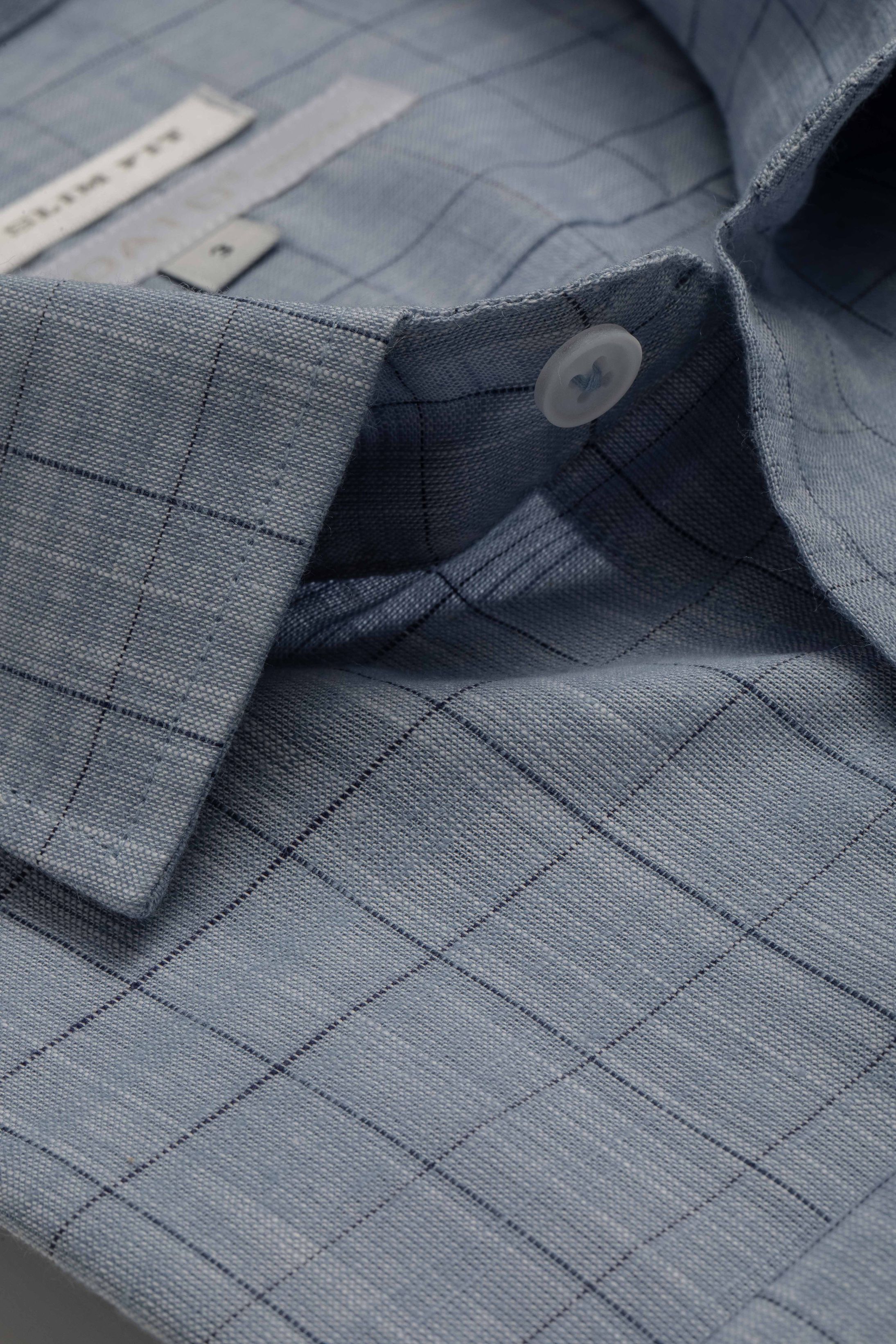 Camisa Manga Longa Slim fit Quadriculada Azul 