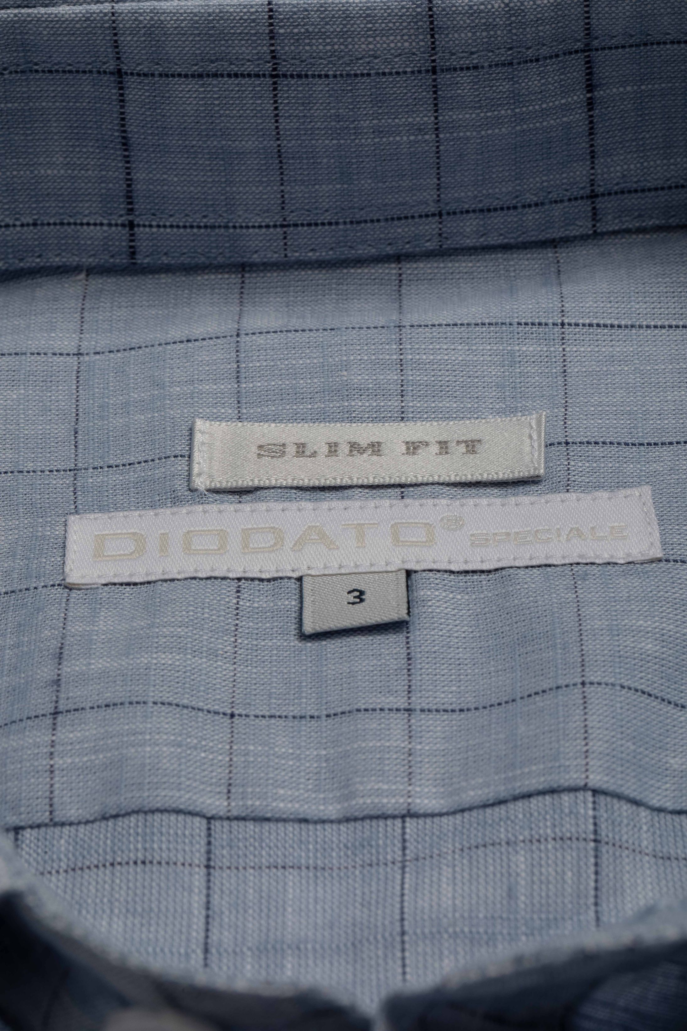 Camisa Manga Longa Slim fit Quadriculada Azul 