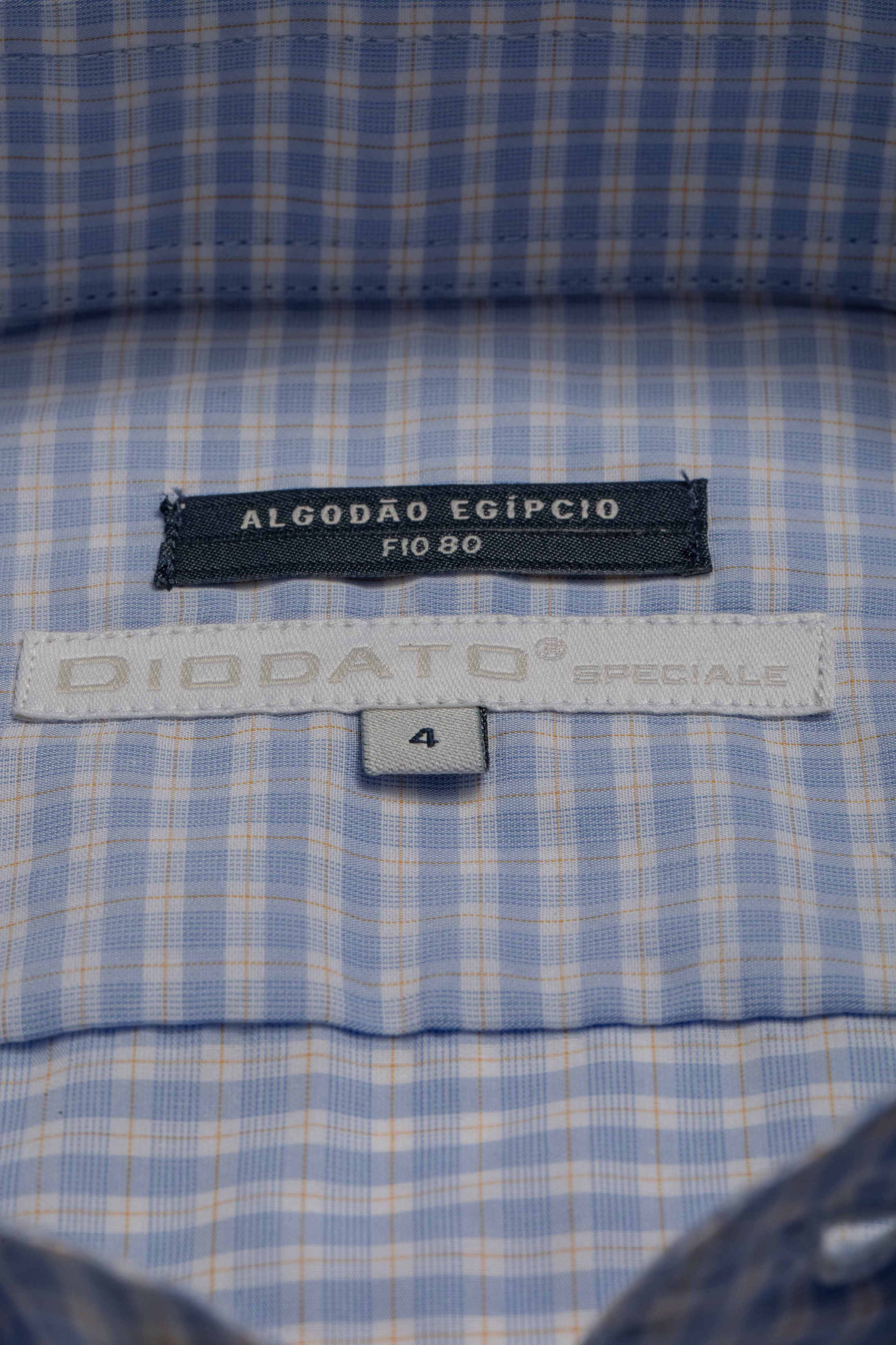 Camisa Manga Longa Regular Quadriculada Azul Claro