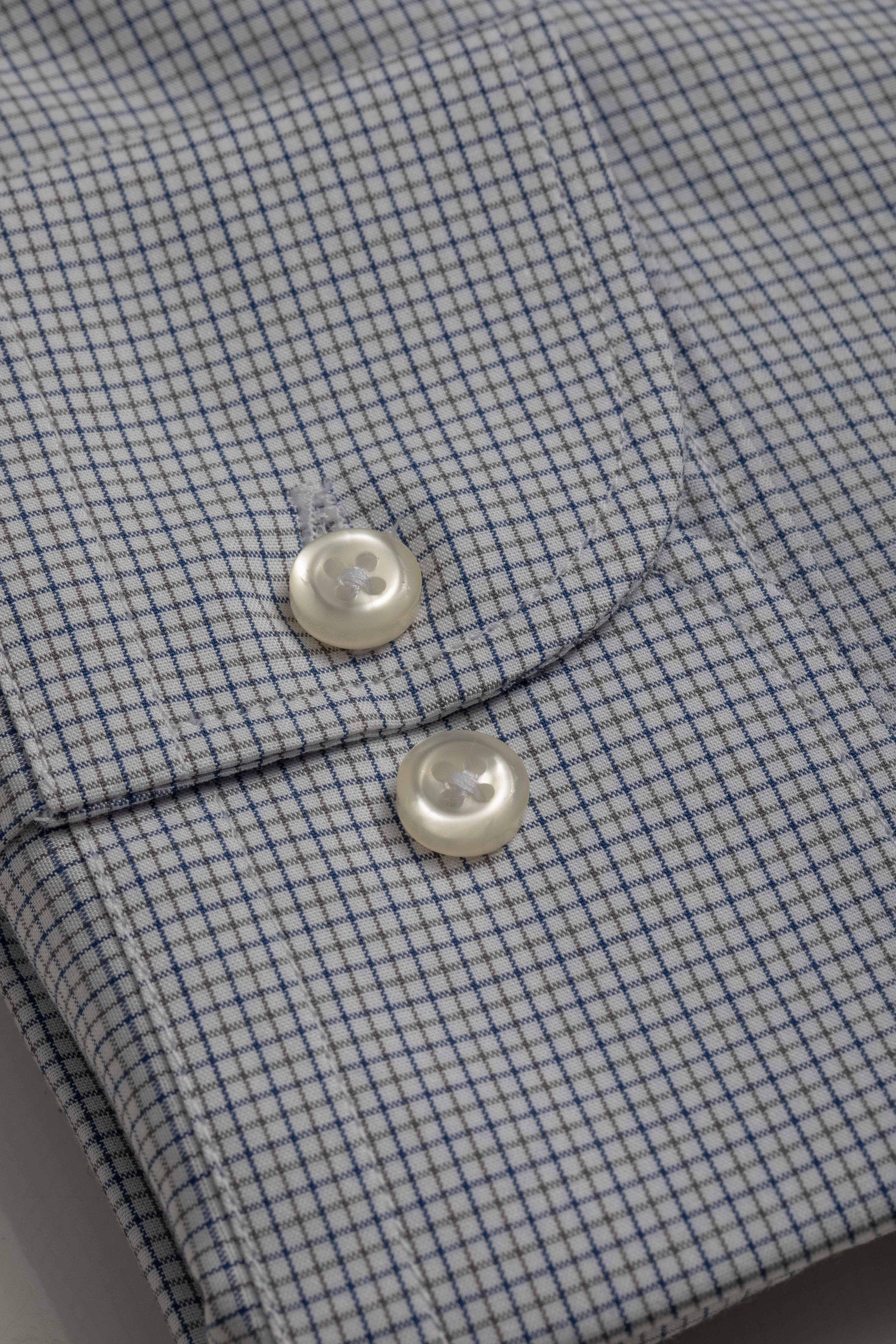 Camisa Manga Longa Slim fit Quadriculado Azul/caqui