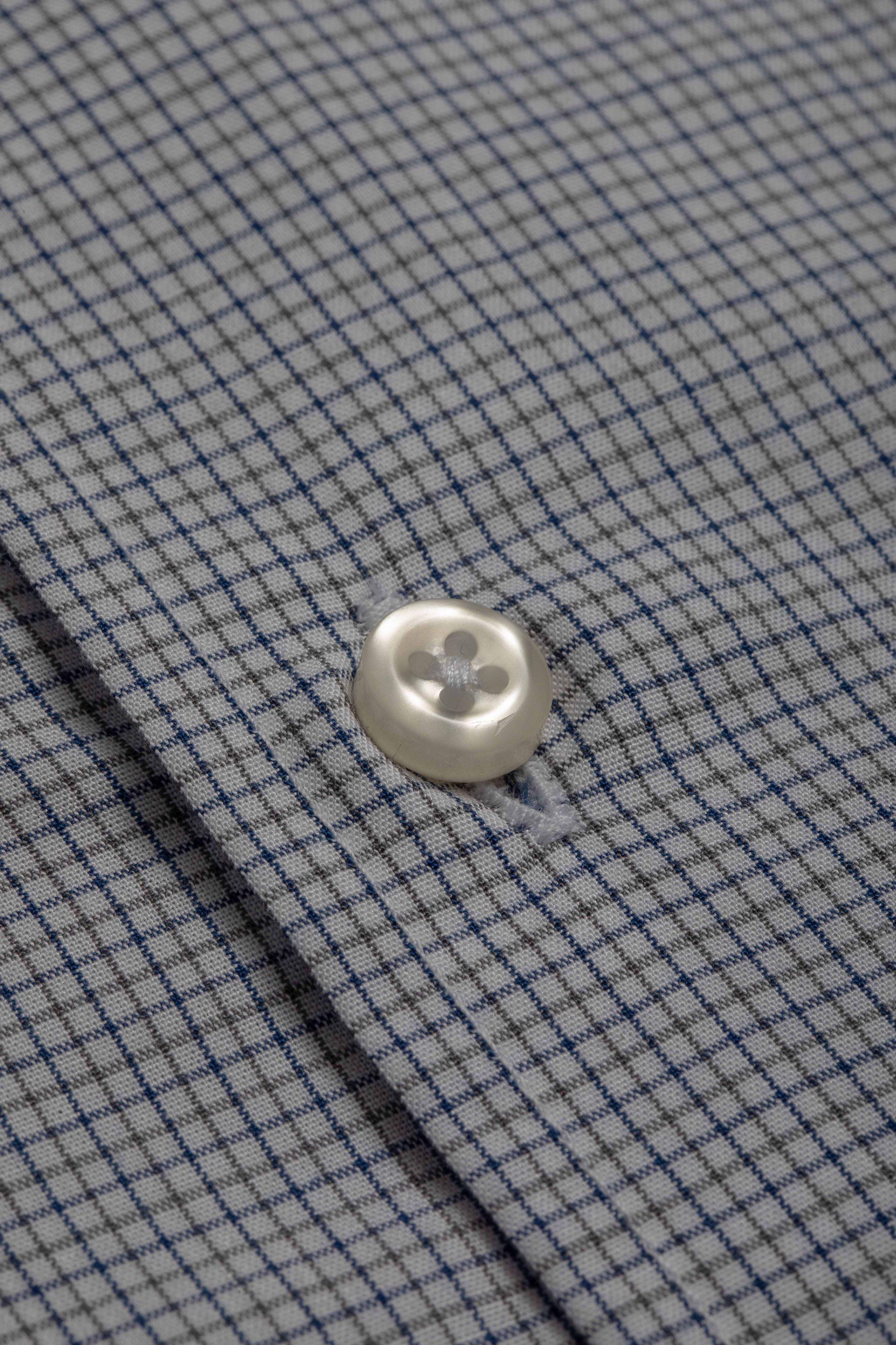 Camisa Manga Longa Slim fit Quadriculado Azul/caqui