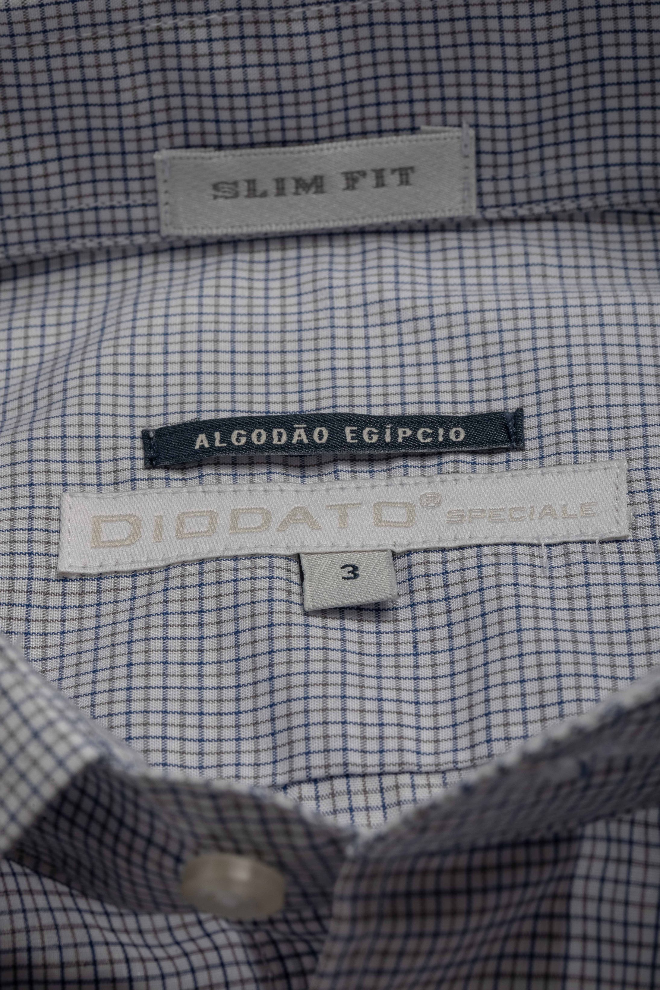 Camisa Manga Longa Slim fit Quadriculado Azul/caqui