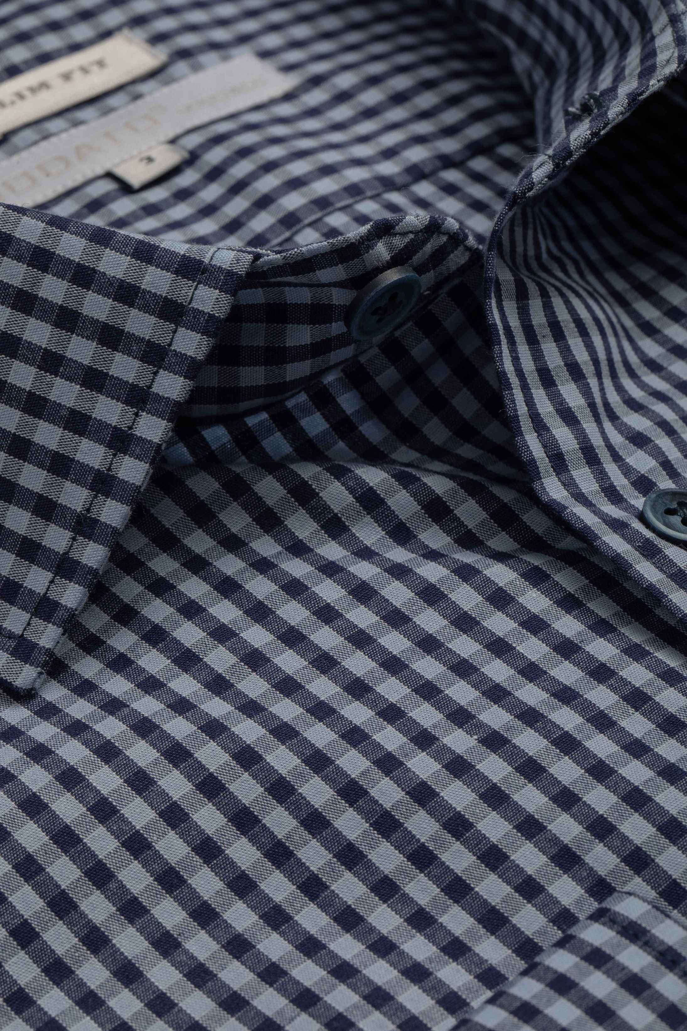 Camisa Manga Longa Slim fit Quadriculada Marinho - Diodato Alfaiataria