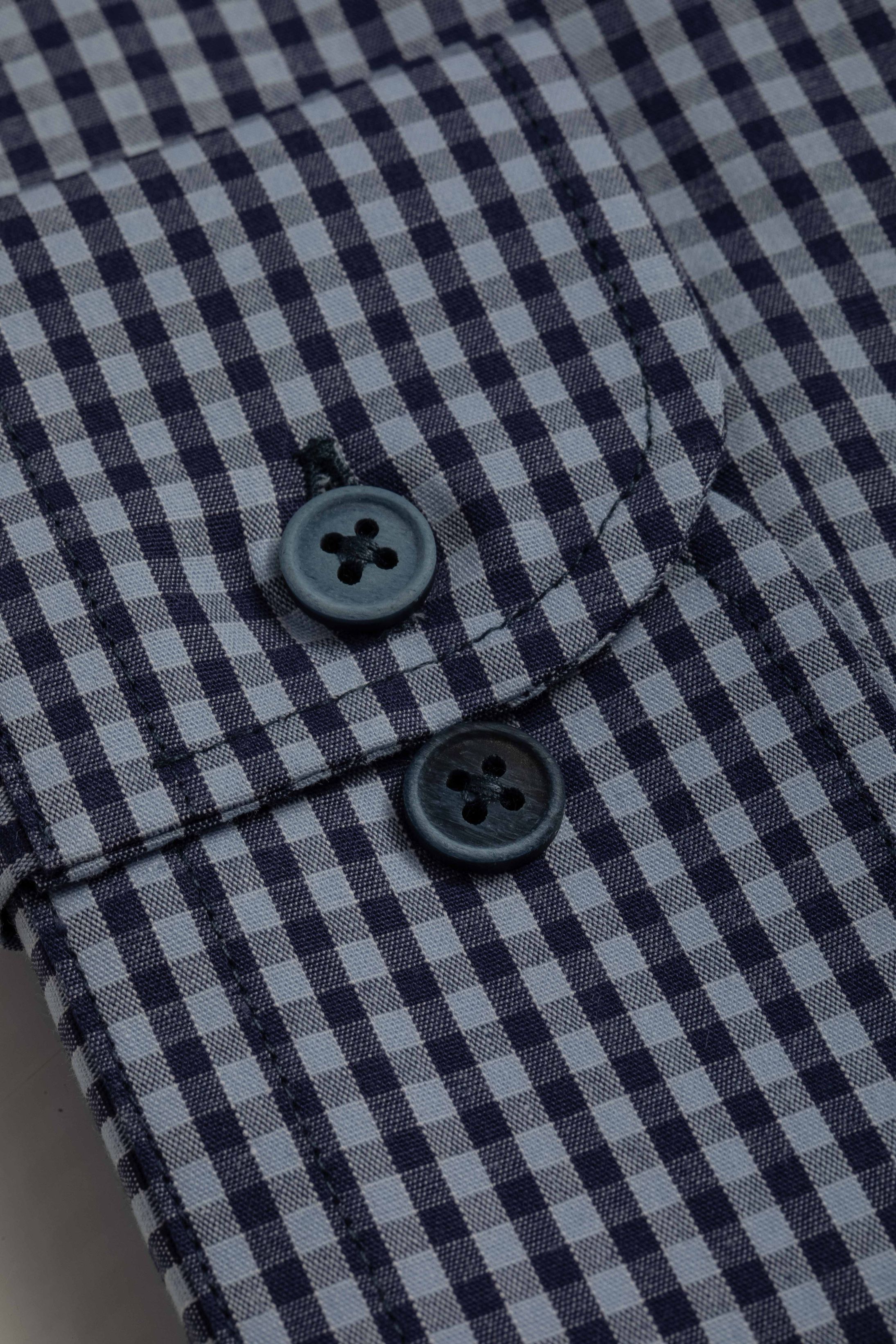 Camisa Manga Longa Slim fit Quadriculada Marinho