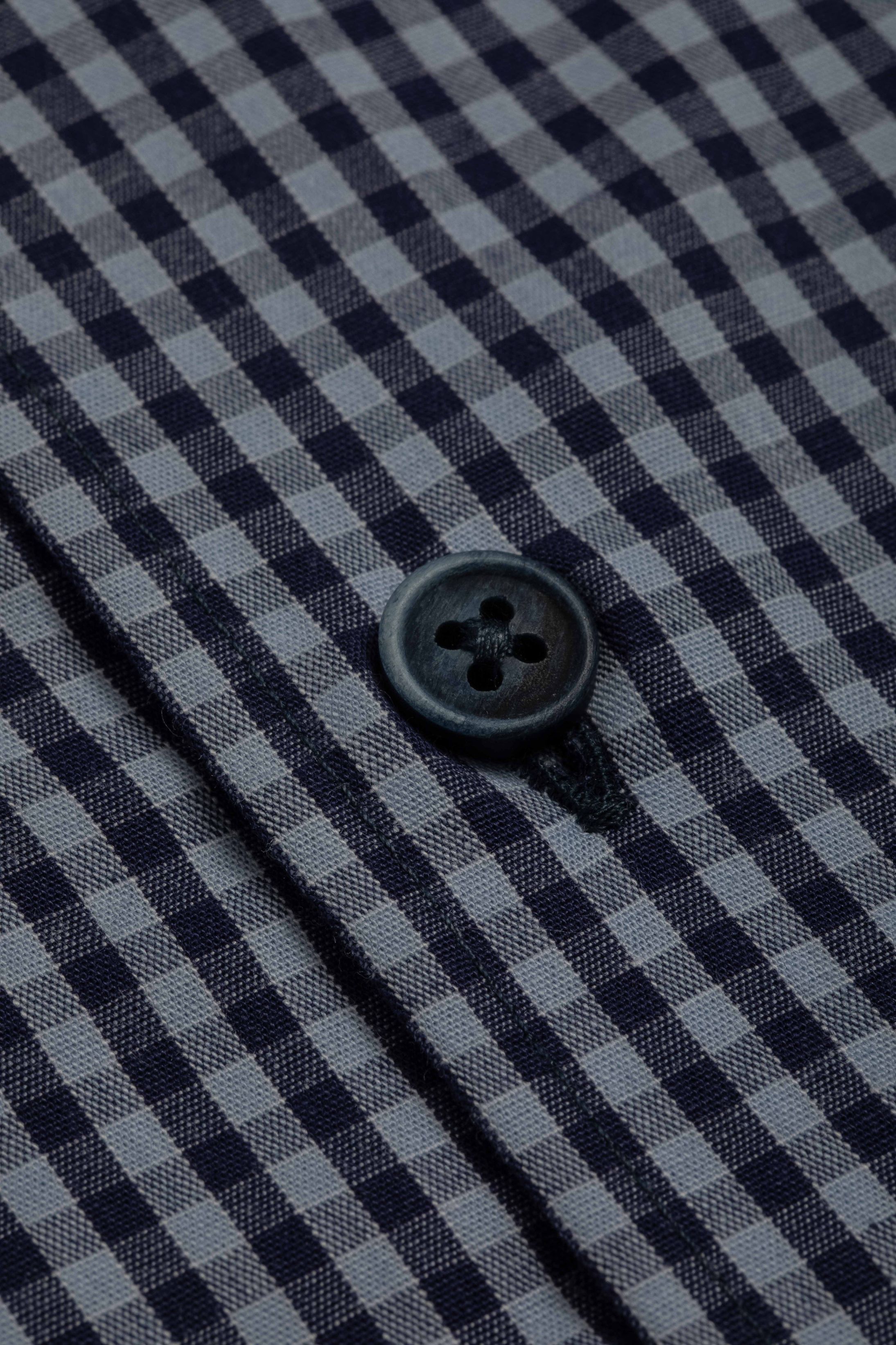 Camisa Manga Longa Slim fit Quadriculada Marinho