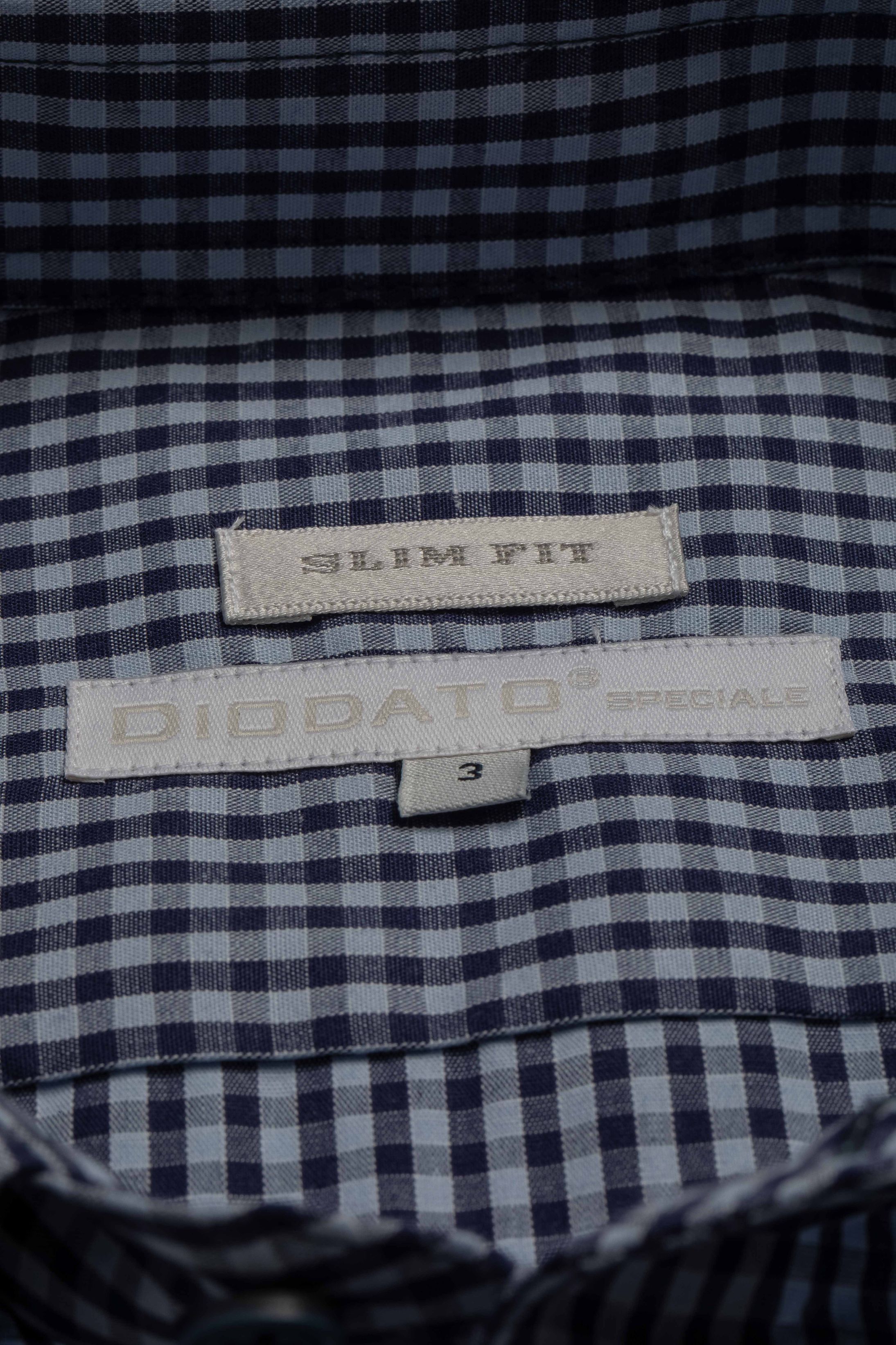 Camisa Manga Longa Slim fit Quadriculada Marinho