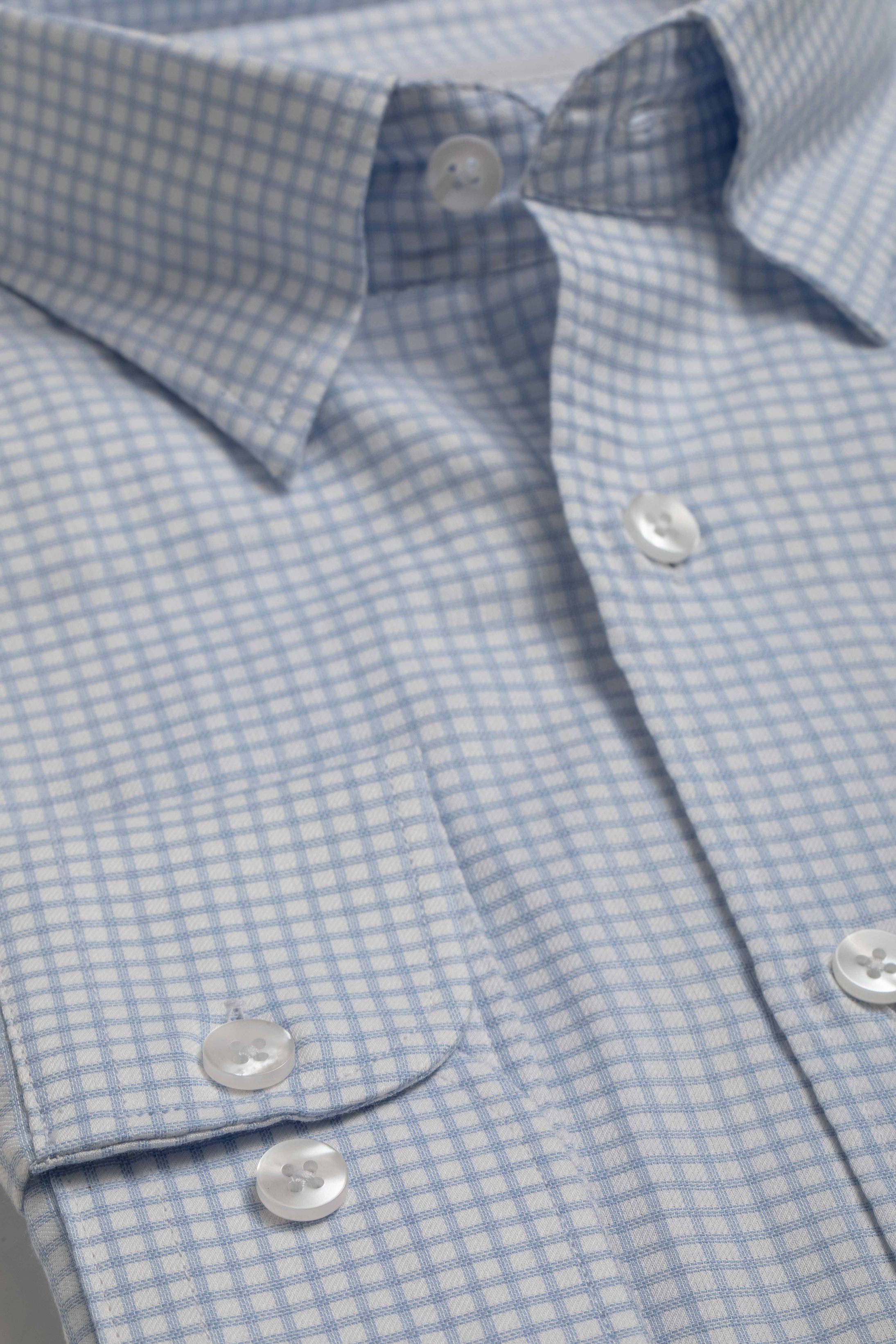 Camisa Manga Longa Regular Quadriculado Branco/azul