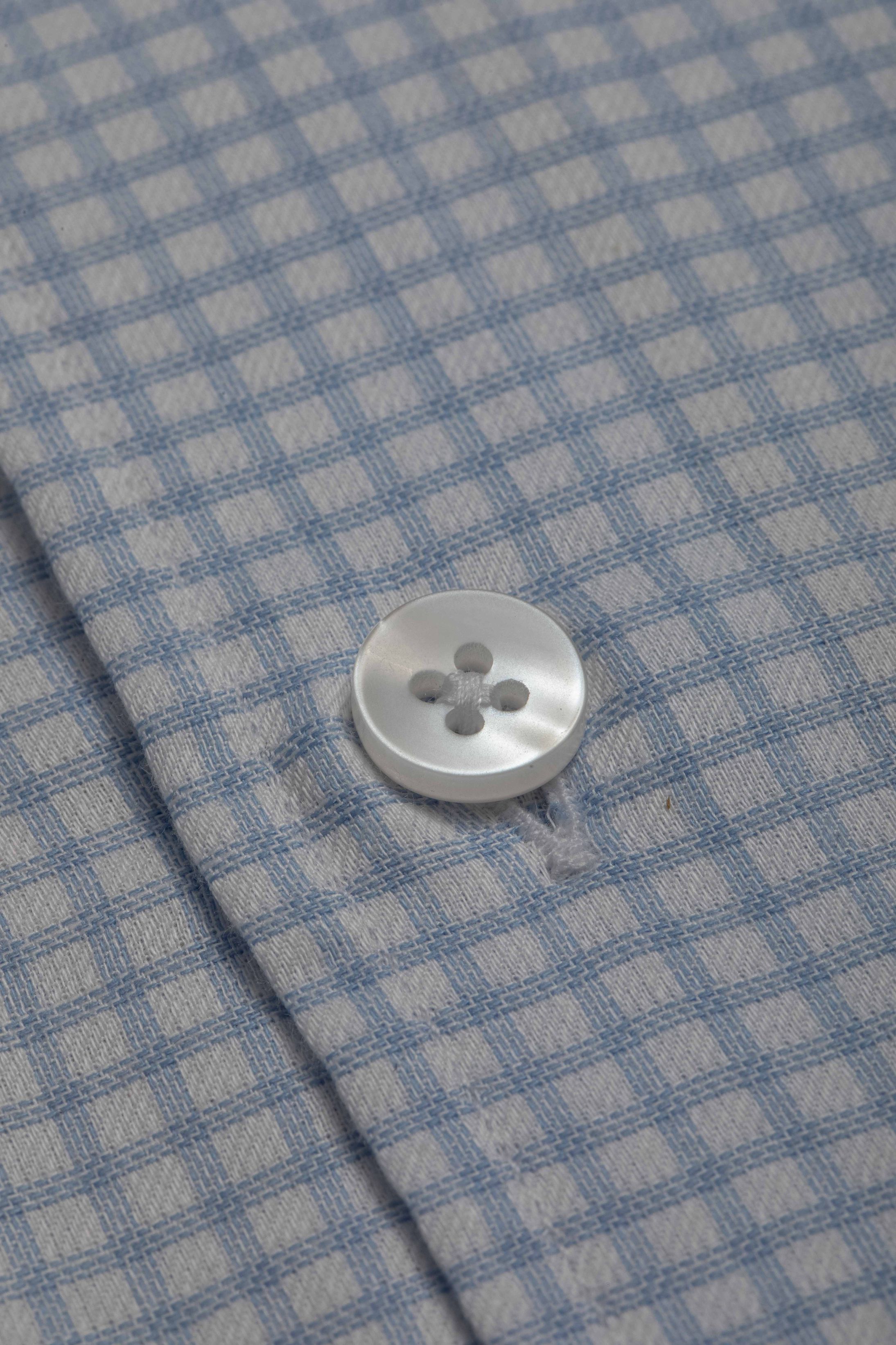 Camisa Manga Longa Regular Quadriculado Branco/azul