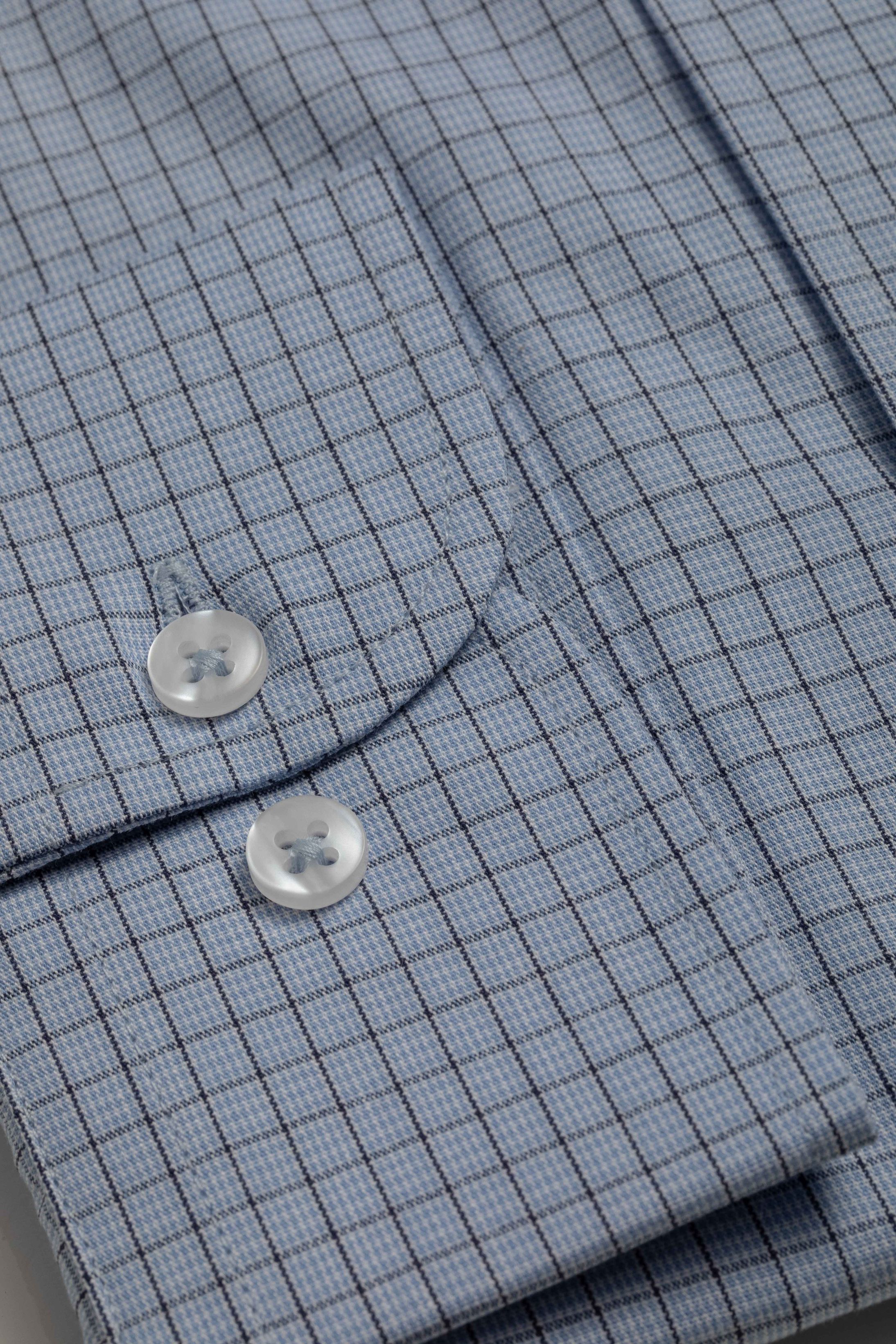 Camisa Manga Longa Slim fit Quadriculada Azul