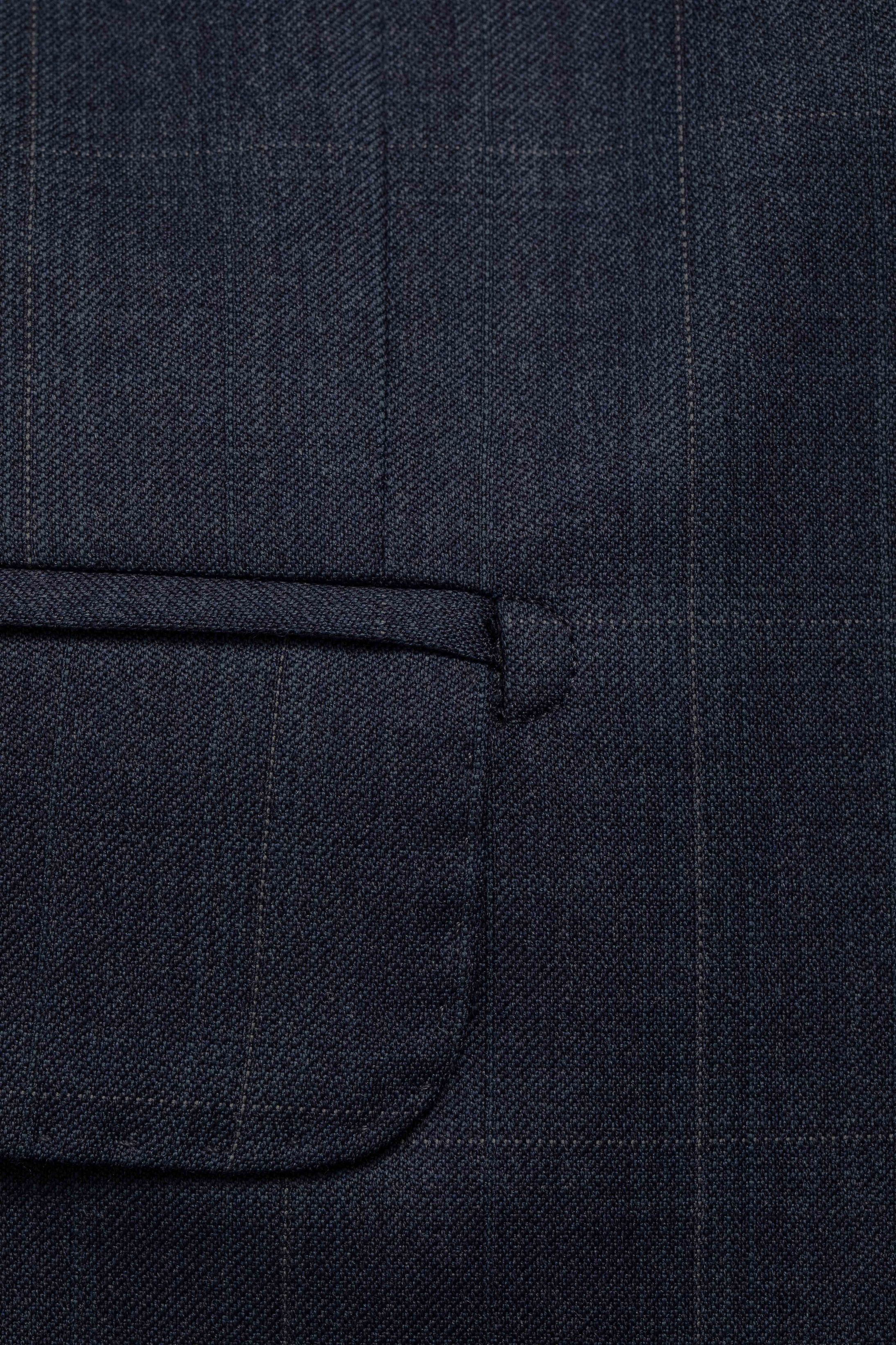 Costume Reda Super 110 Slim Window Pane Marinho 
