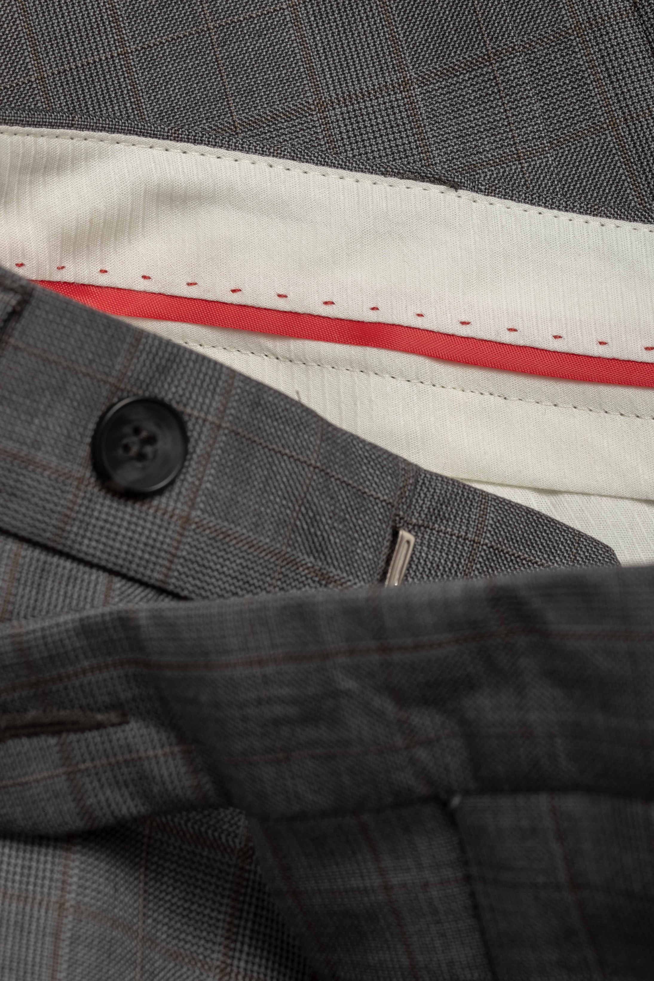 Costume Super 120 Regular Window Pane Cinza médio