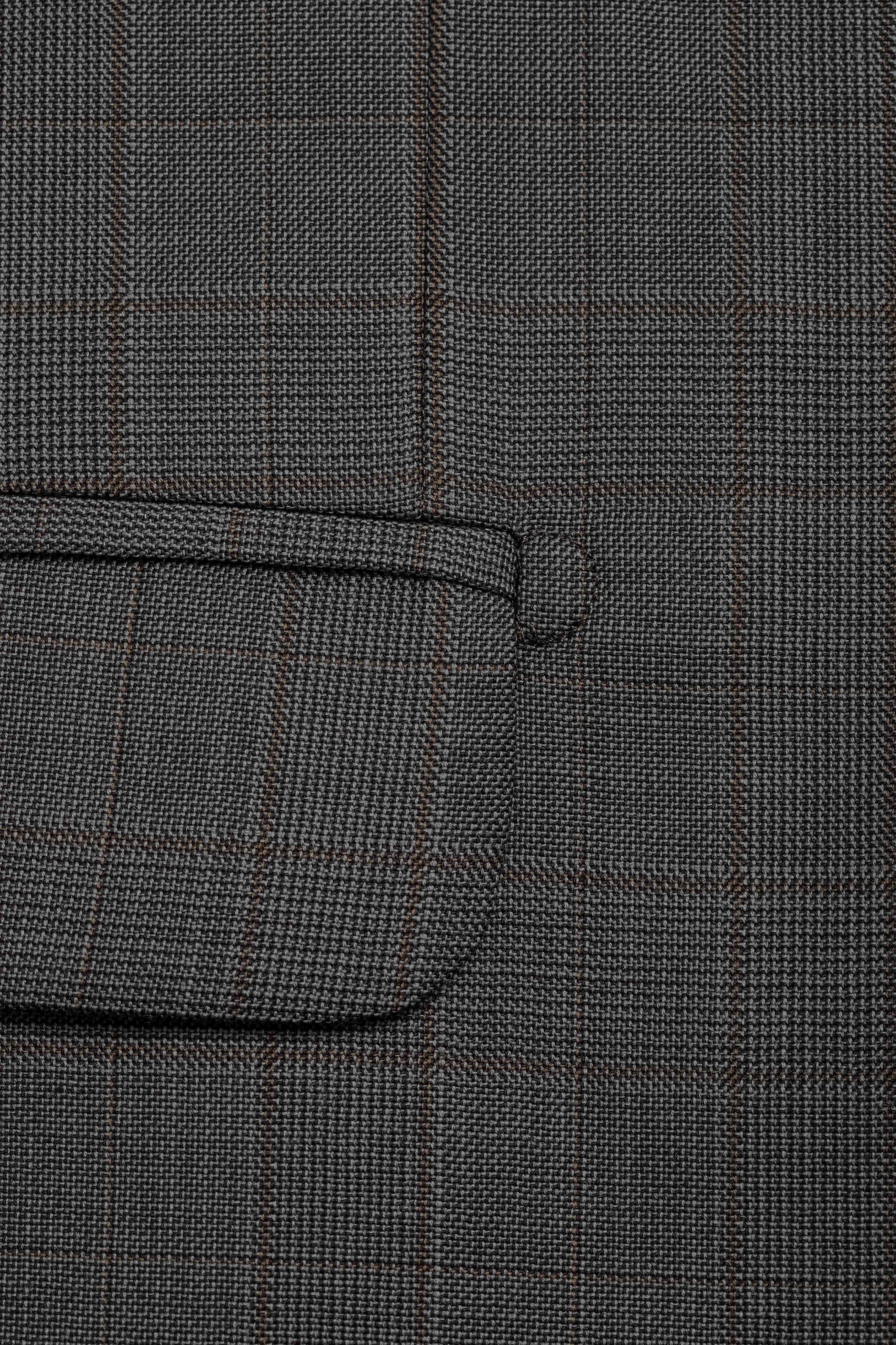 Terno Super 120 Slim Window Pane Cinza Médio