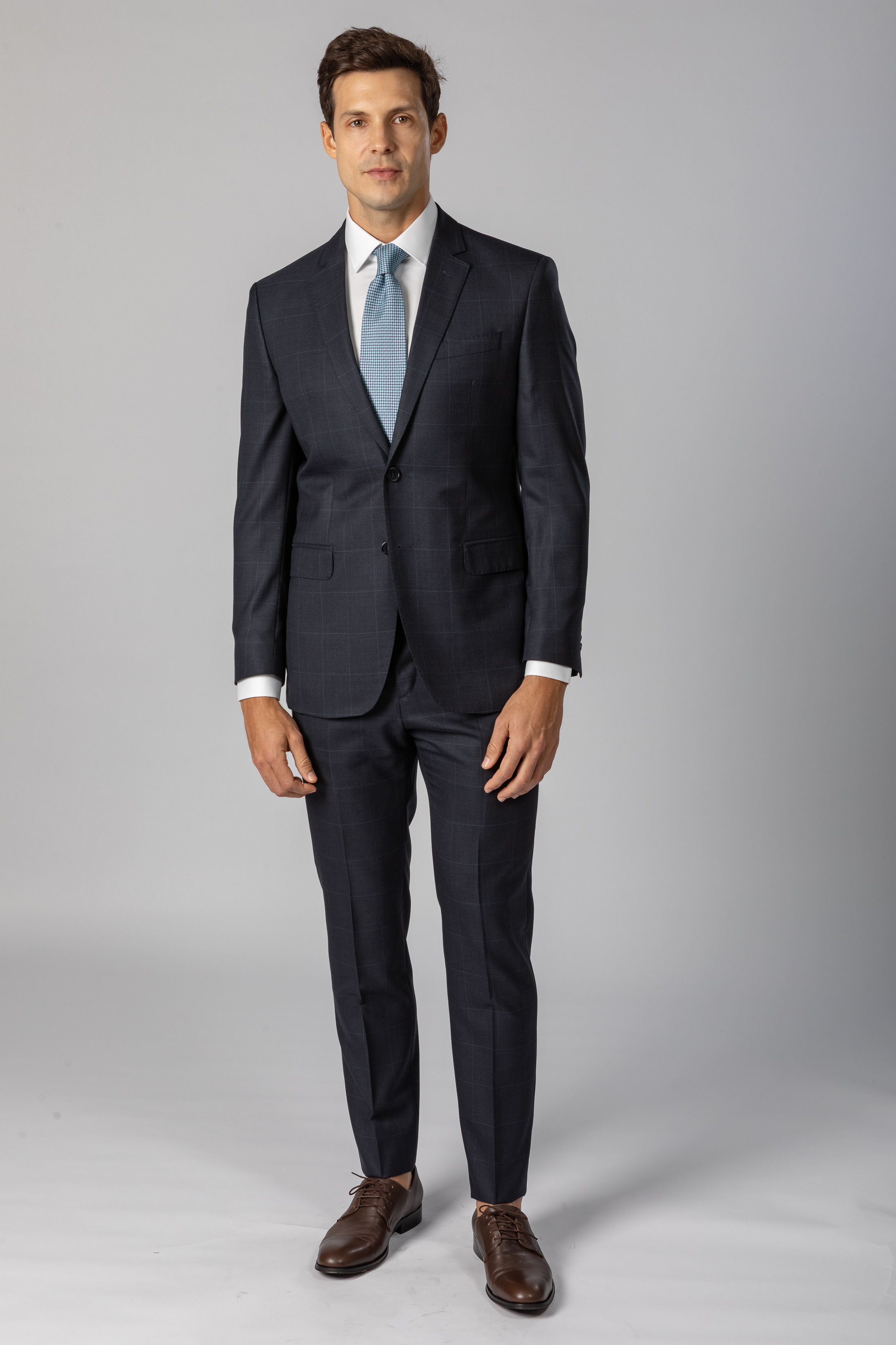 Costume Canônico Super 150 Slim Window Pane Marinho