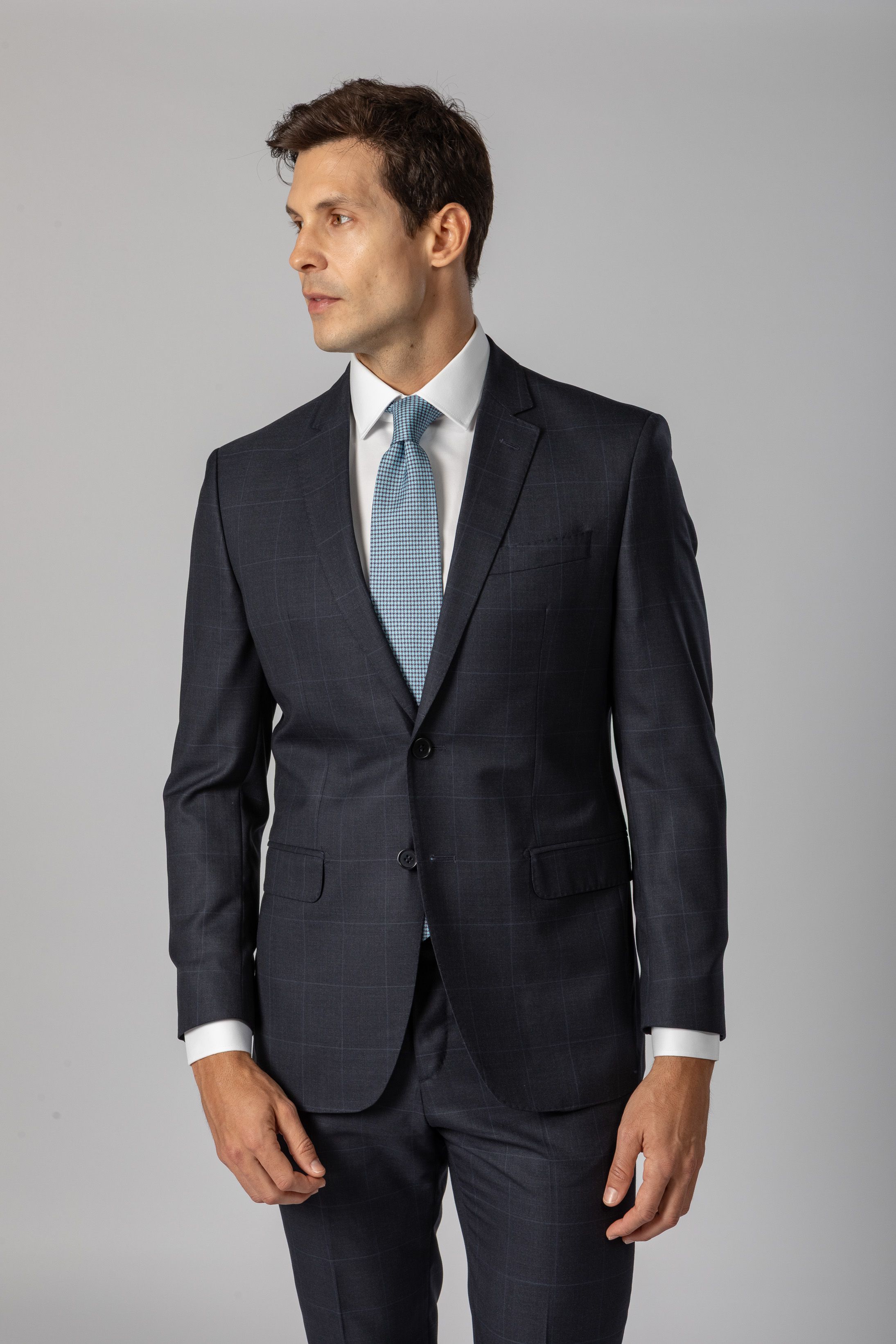 Costume Canônico Super 150 Slim Window Pane Marinh... - Diodato Alfaiataria