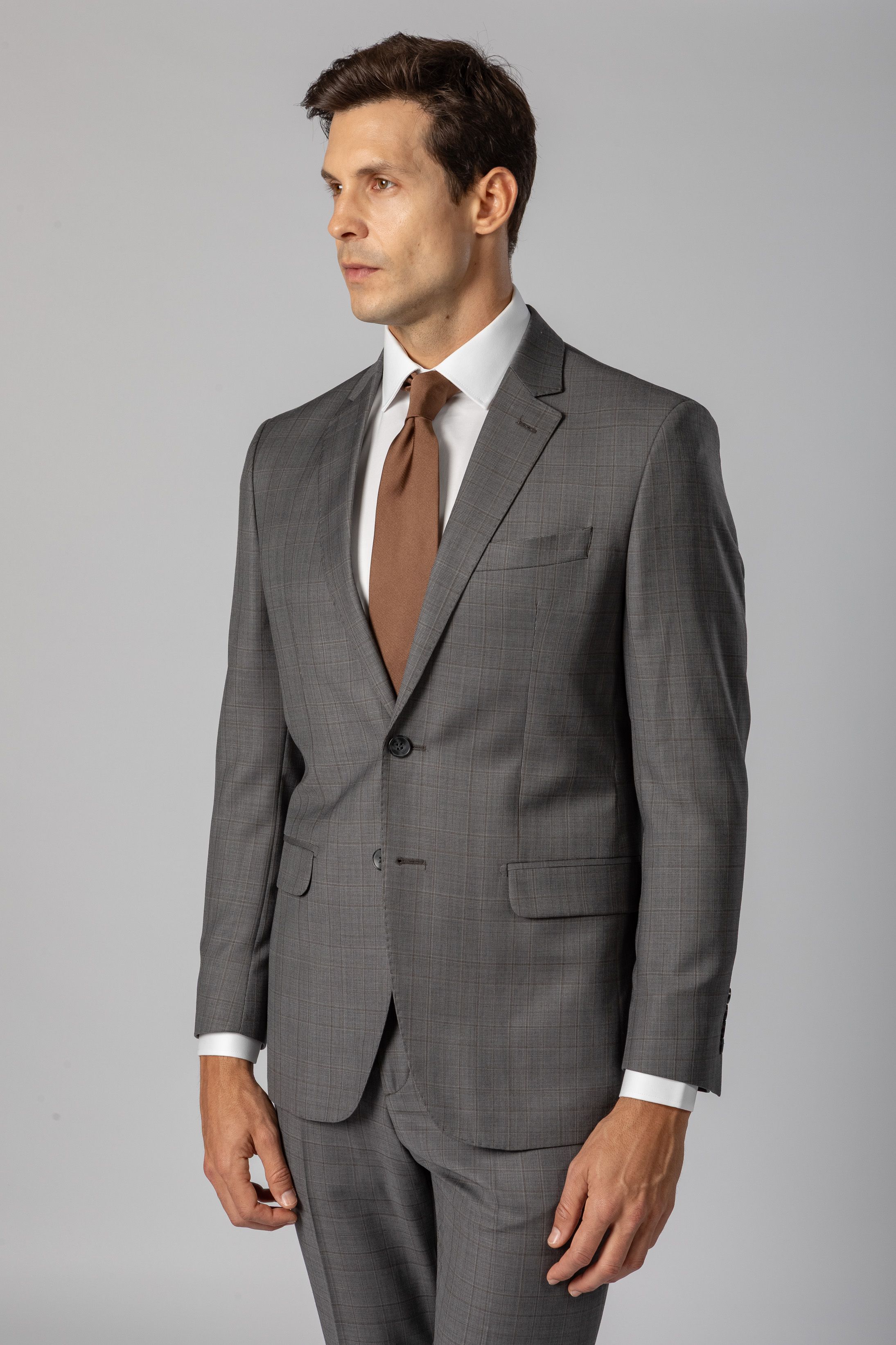Costume Super 120 Slim Window Pane Cinza médio - Diodato Alfaiataria