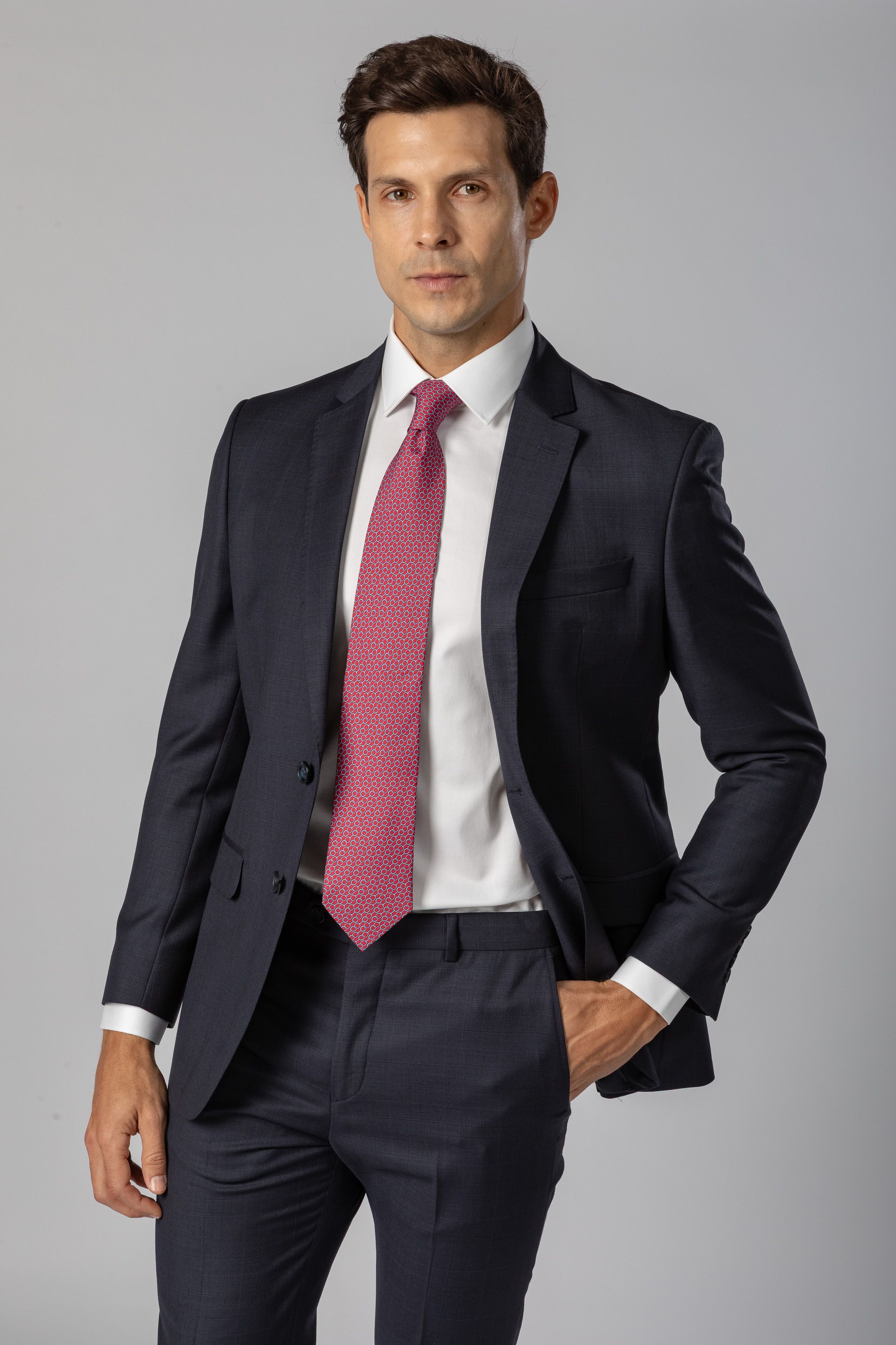 Costume Super 120 Slim Window Pane Marinho