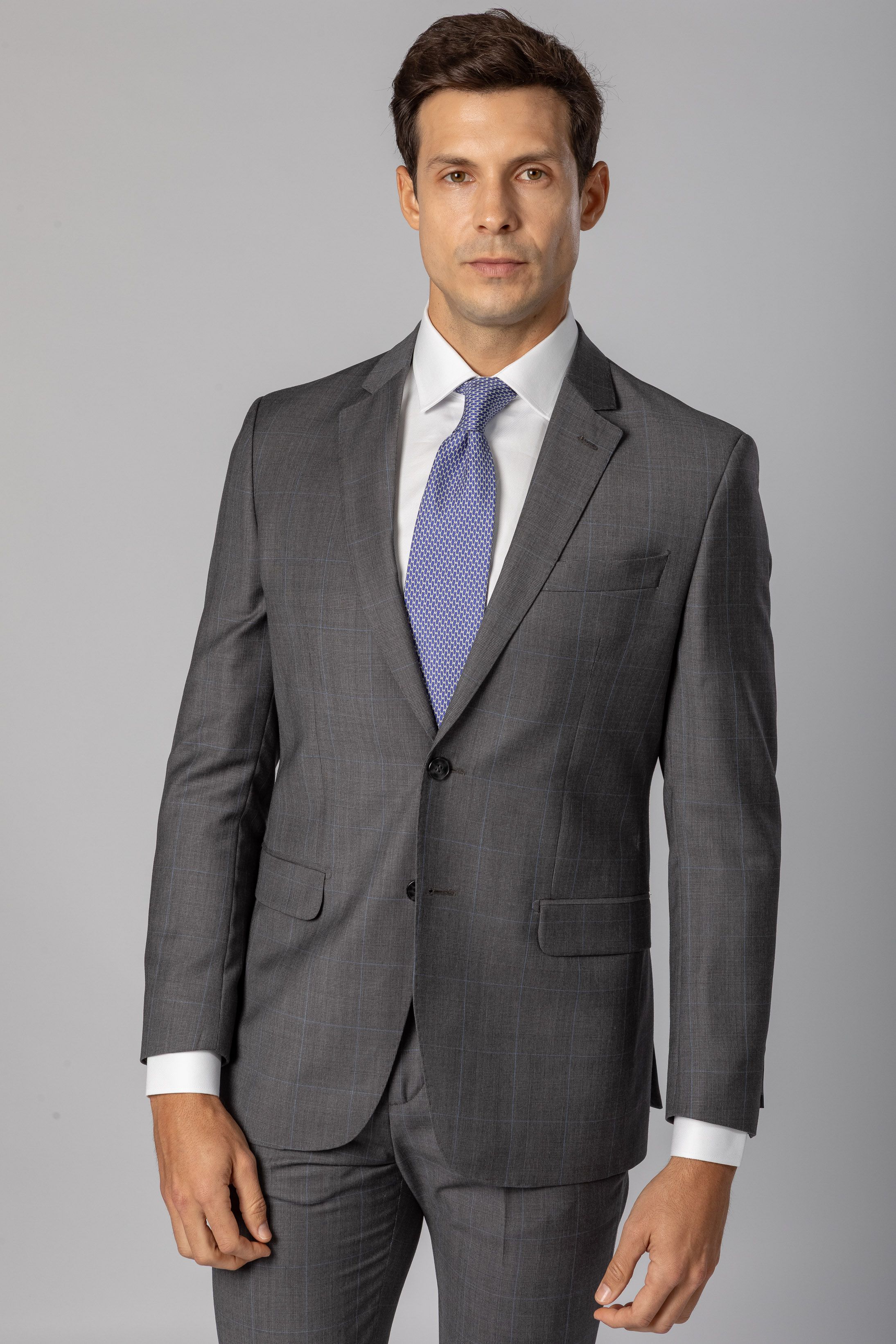 Costume Super 120 Slim Window Pane cinza medio