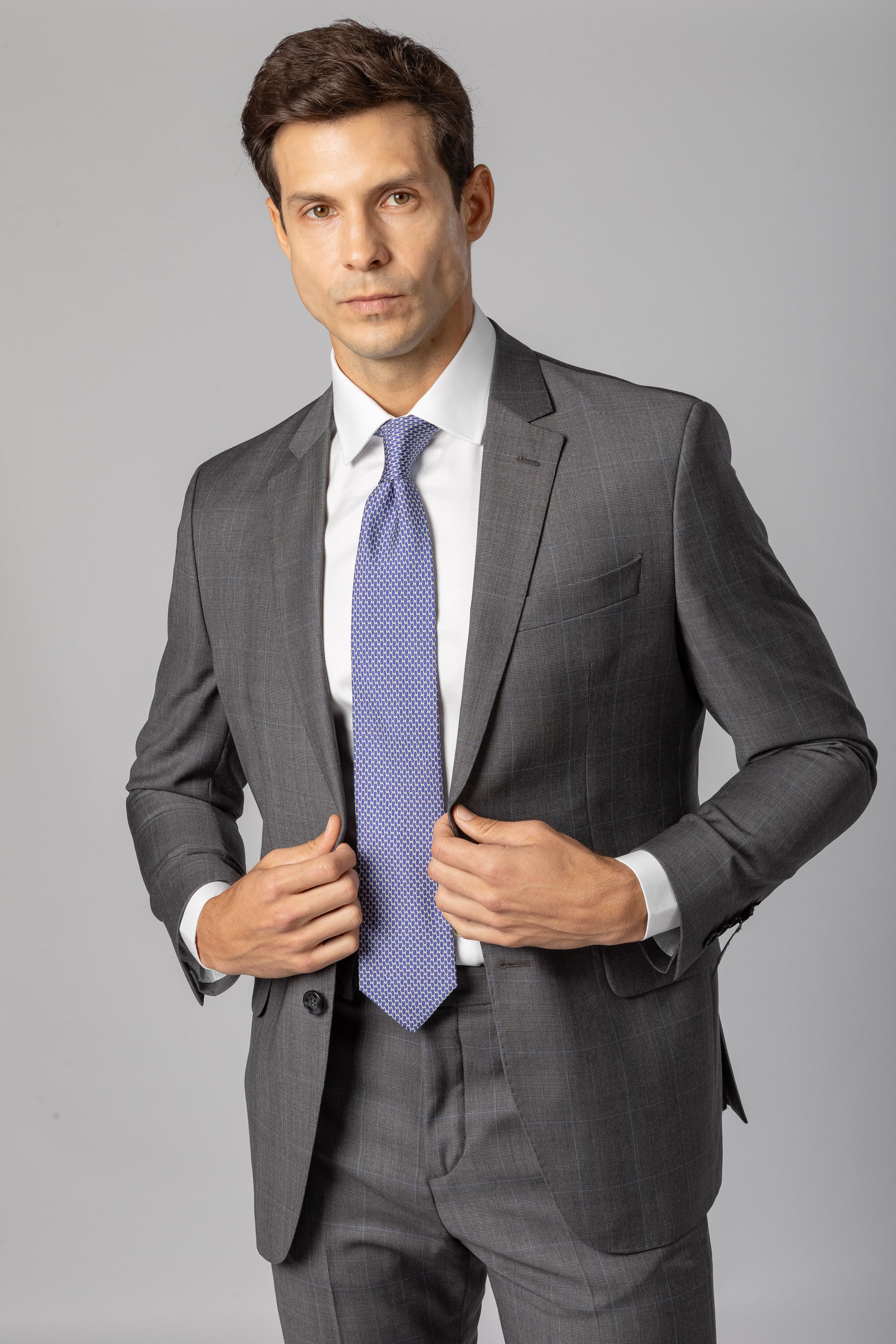 Costume Super 120 Slim Window Pane cinza medio