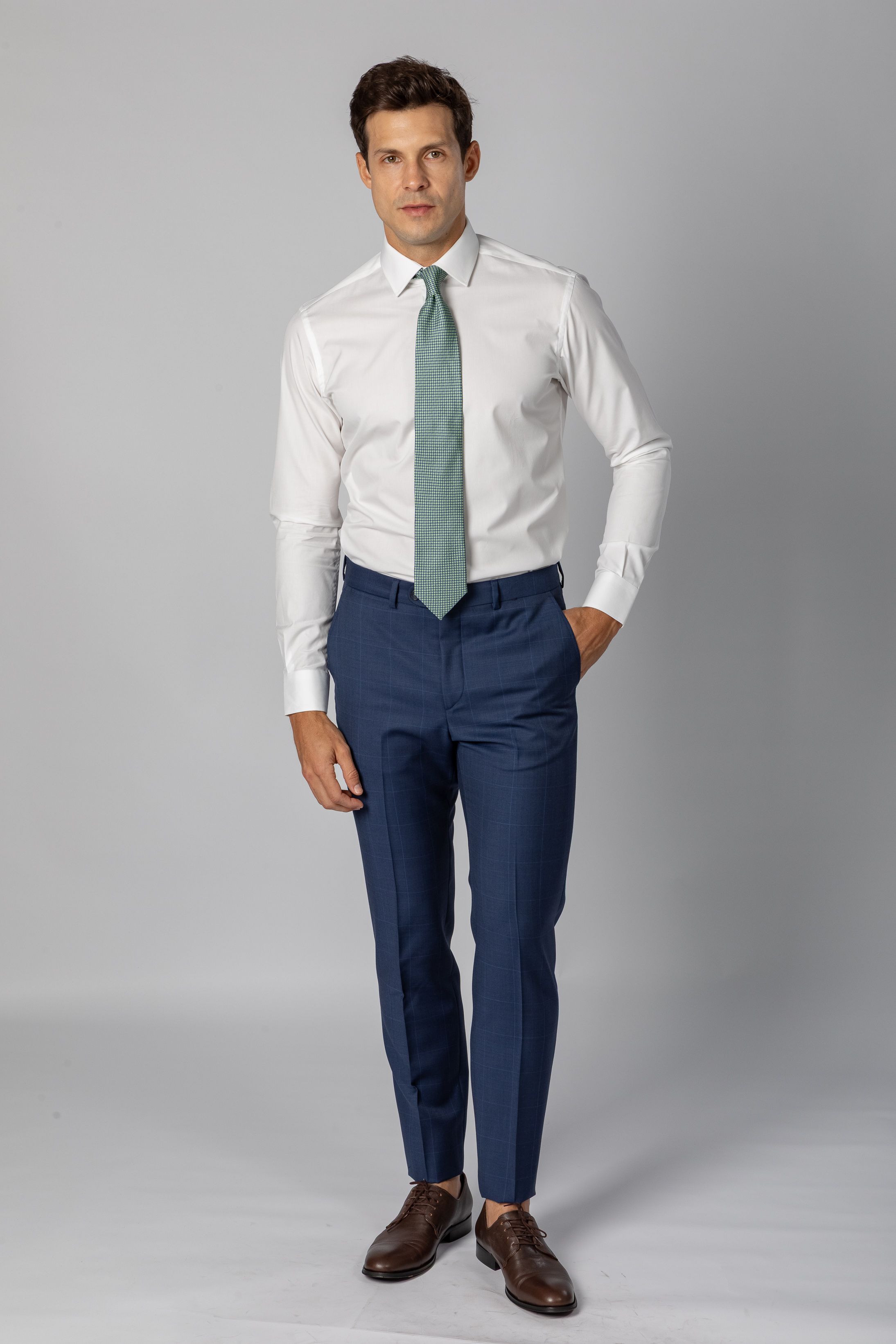 Costume Super 120 Slim Window Pane Azul