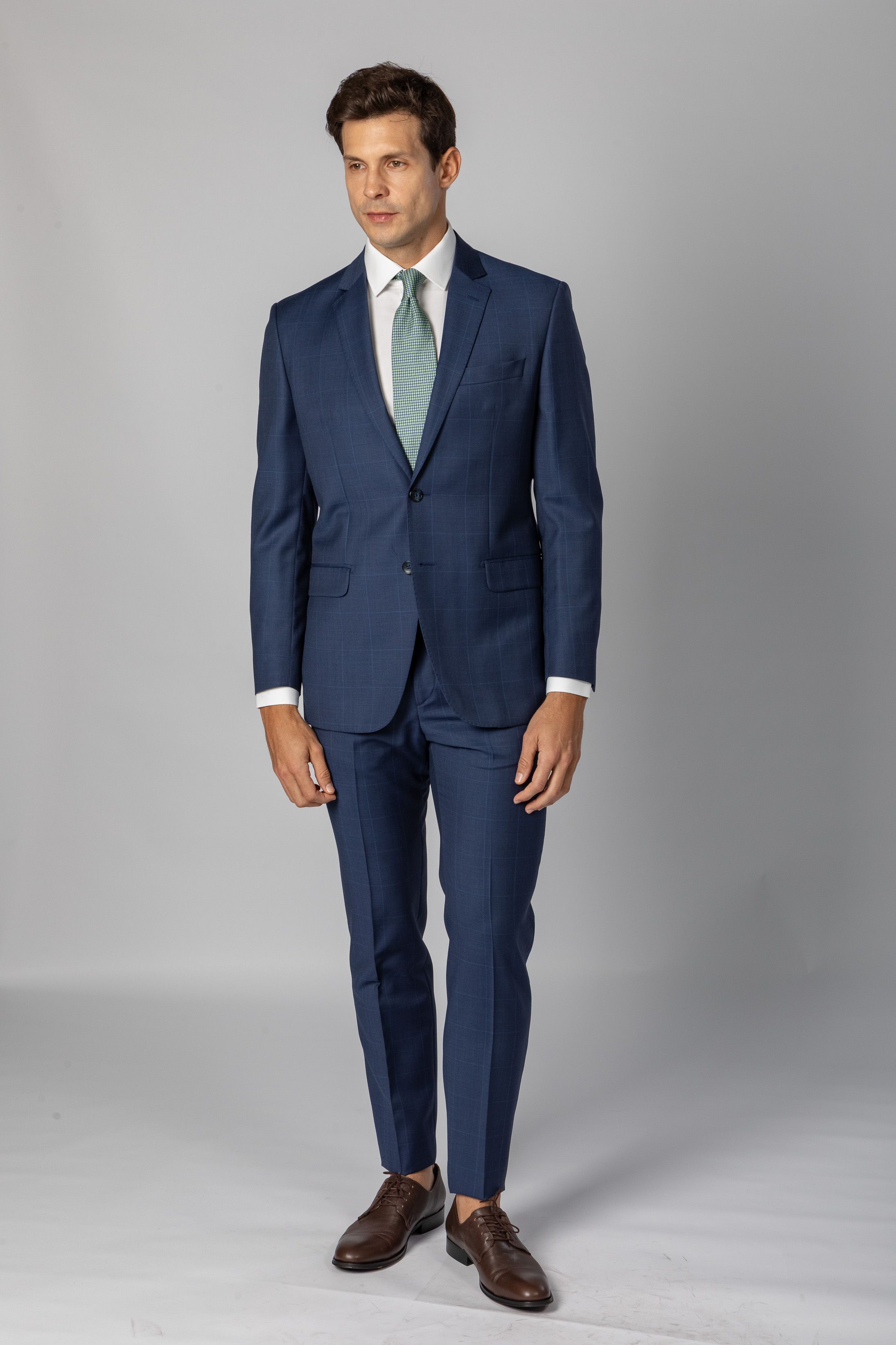 Costume Super 120 Slim Window Pane Azul - Diodato Alfaiataria