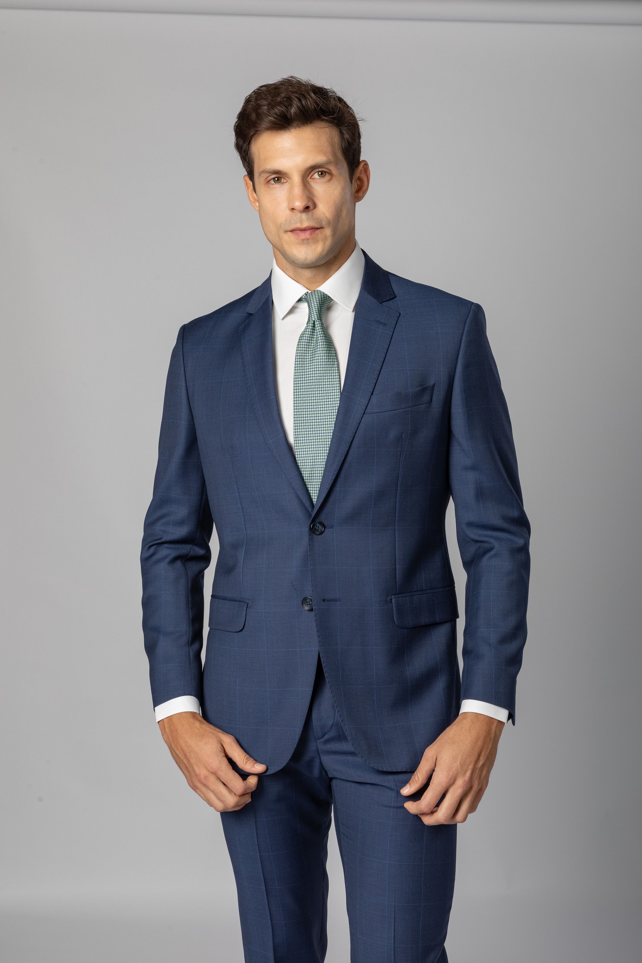 Costume Super 120 Slim Window Pane Azul