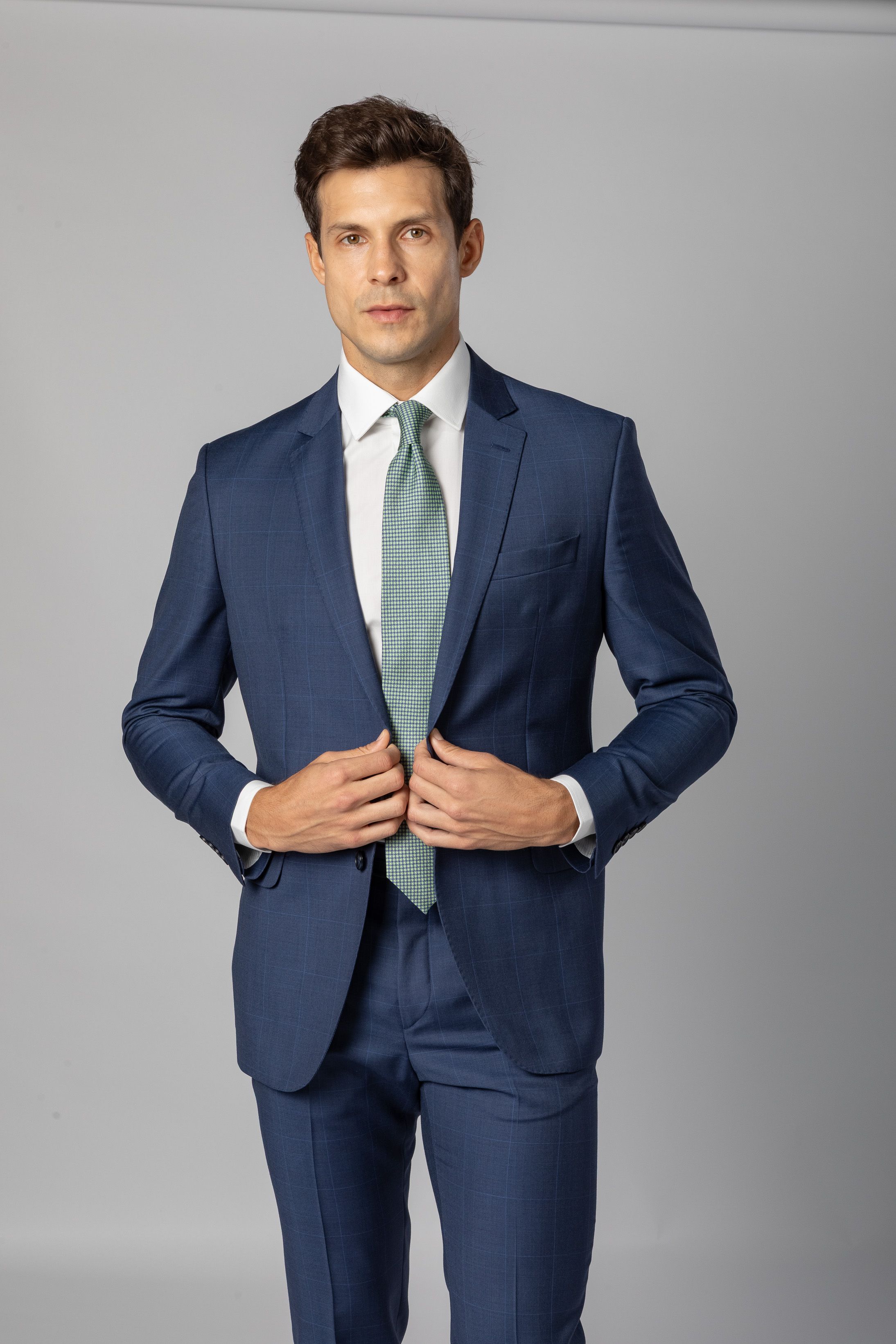 Costume Super 120 Slim Window Pane Azul