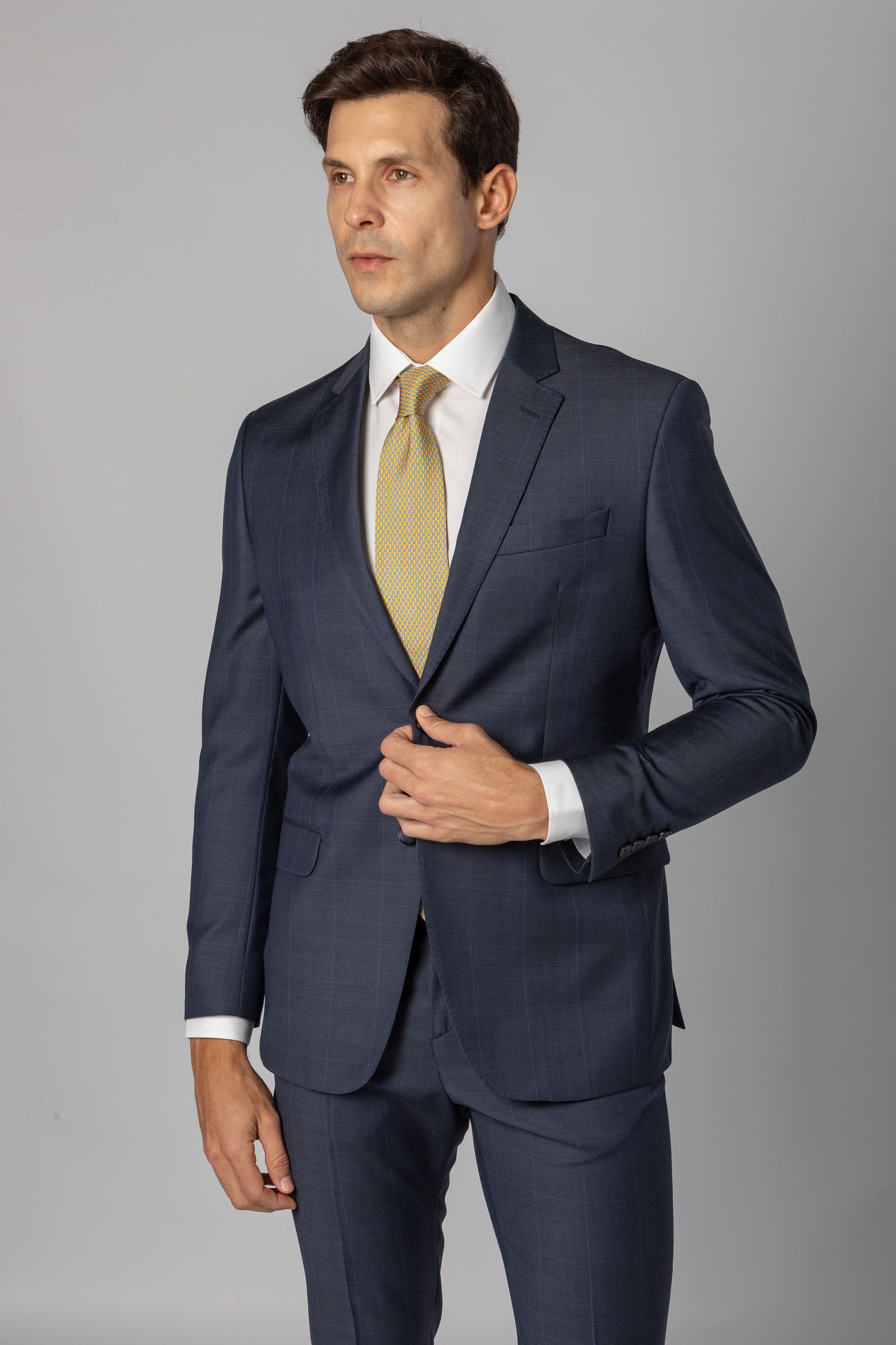 Costume Super 120 Slim Window Pane Marinho