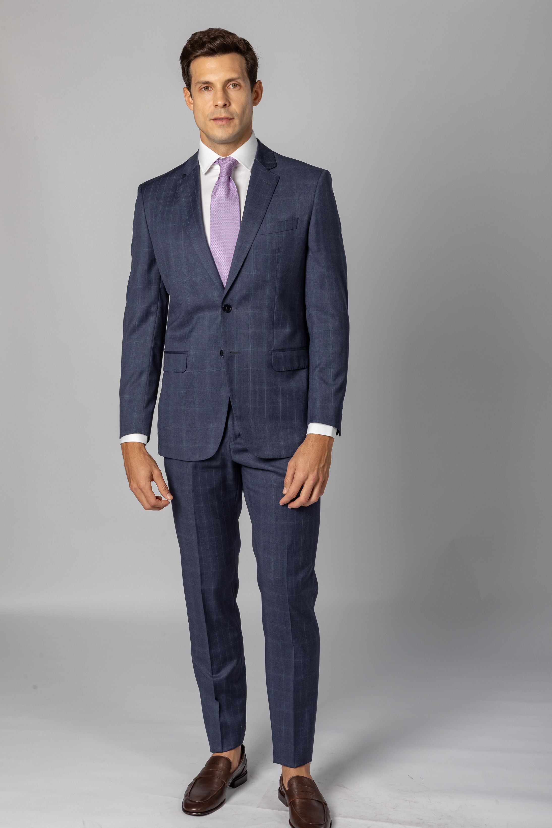 Costume Reda Super 110 Slim Window Pane Marinho - Diodato Alfaiataria