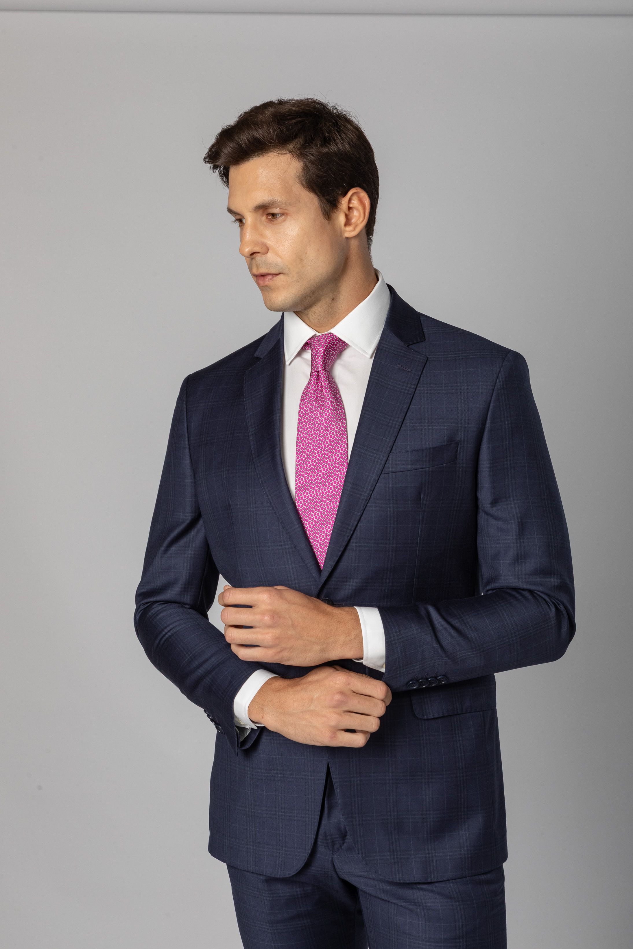 Costume Reda Super 130 Slim Window Pane Marinho