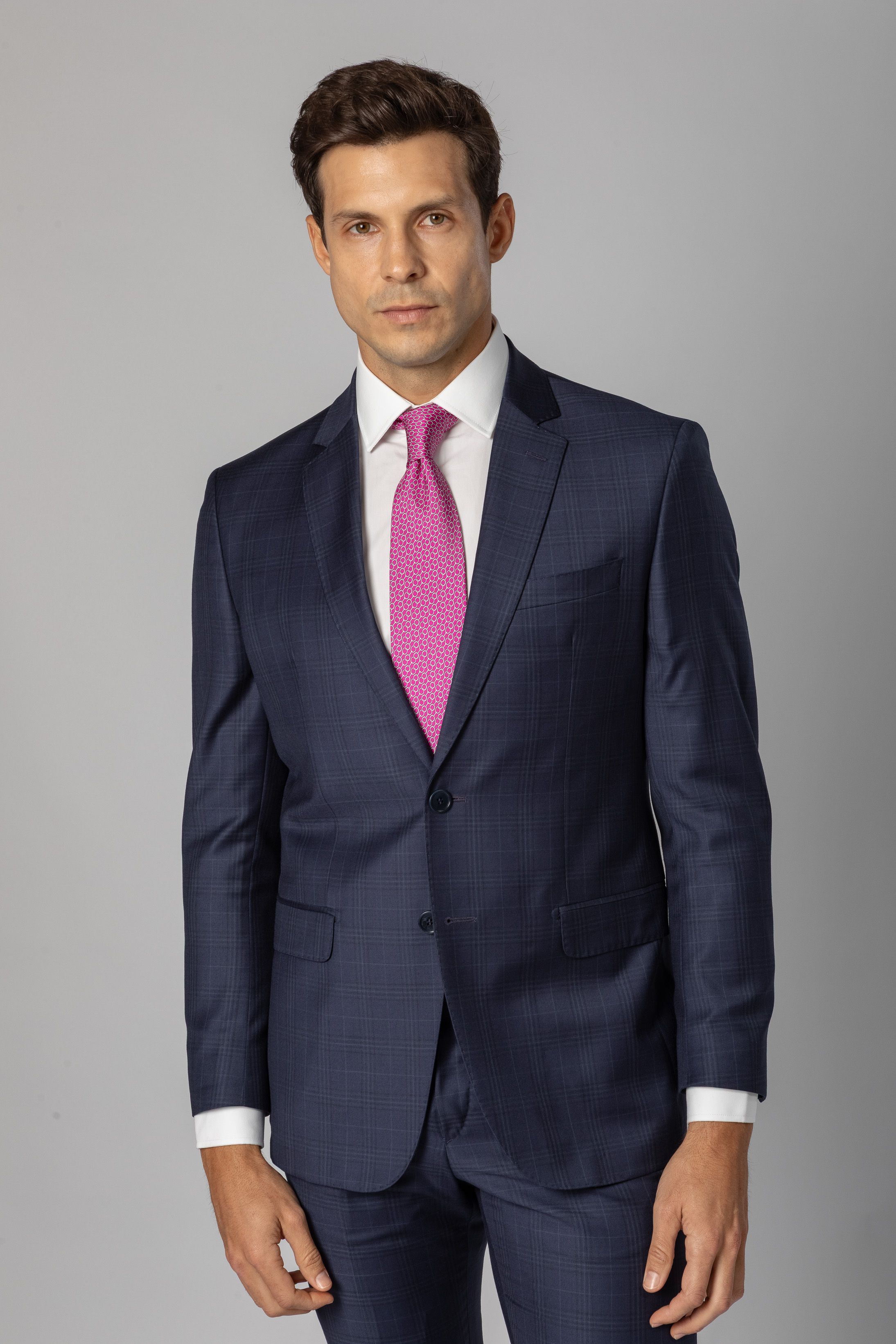 Costume Reda Super 130 Slim Window Pane Marinho - Diodato Alfaiataria