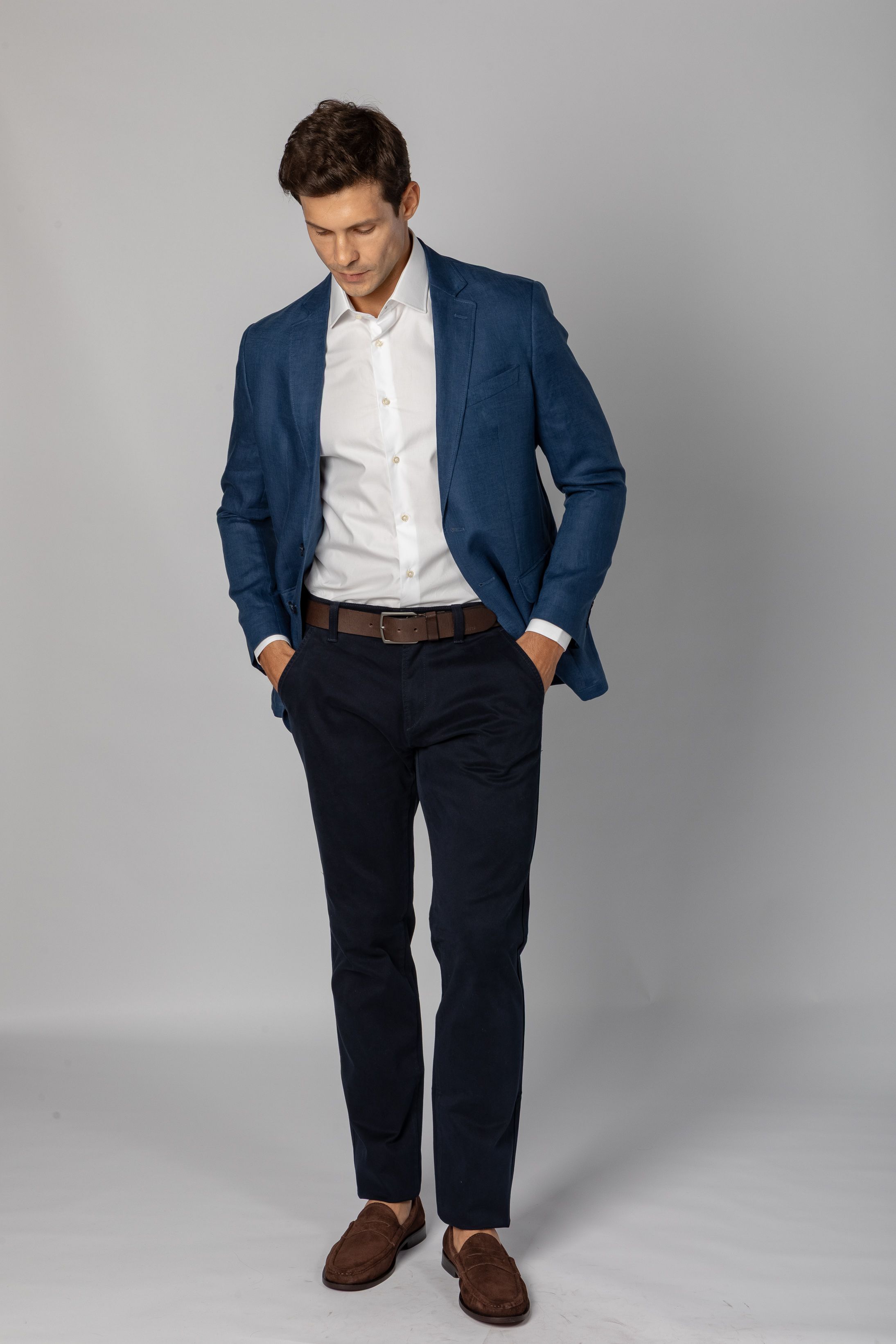 Blazer Slim Linho Azul