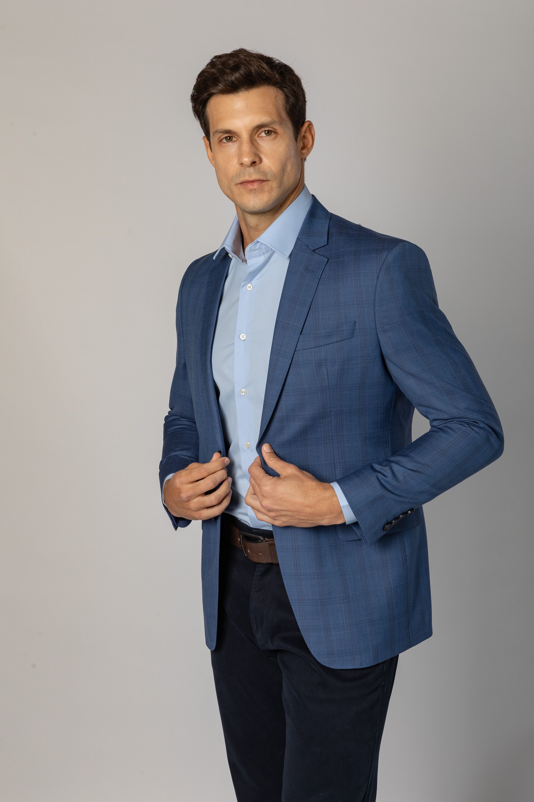 Blazer Slim Super 120 Window Pane Azul Claro - Diodato Alfaiataria