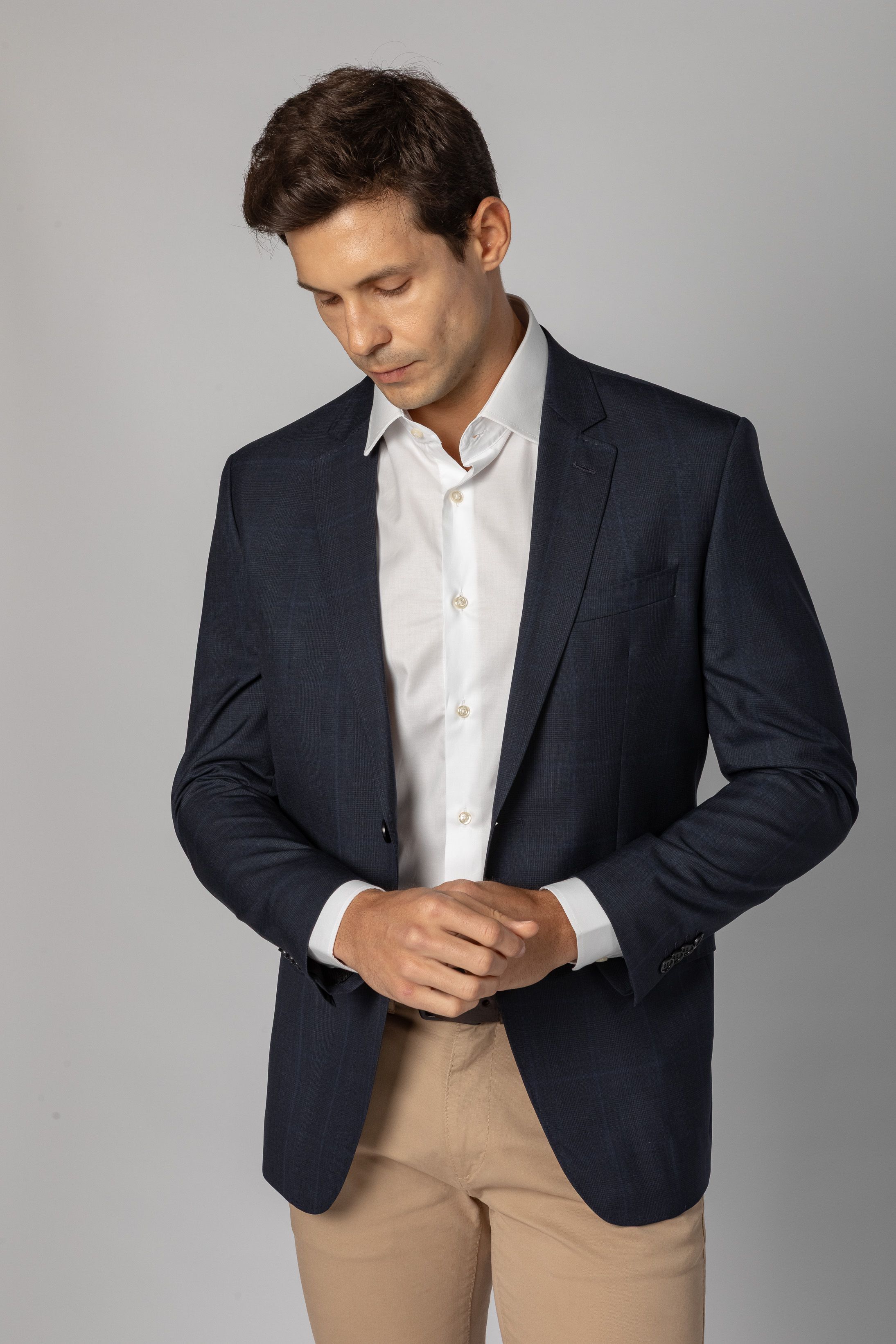Blazer Canônico Super 120 Slim Window Pane Marinho 