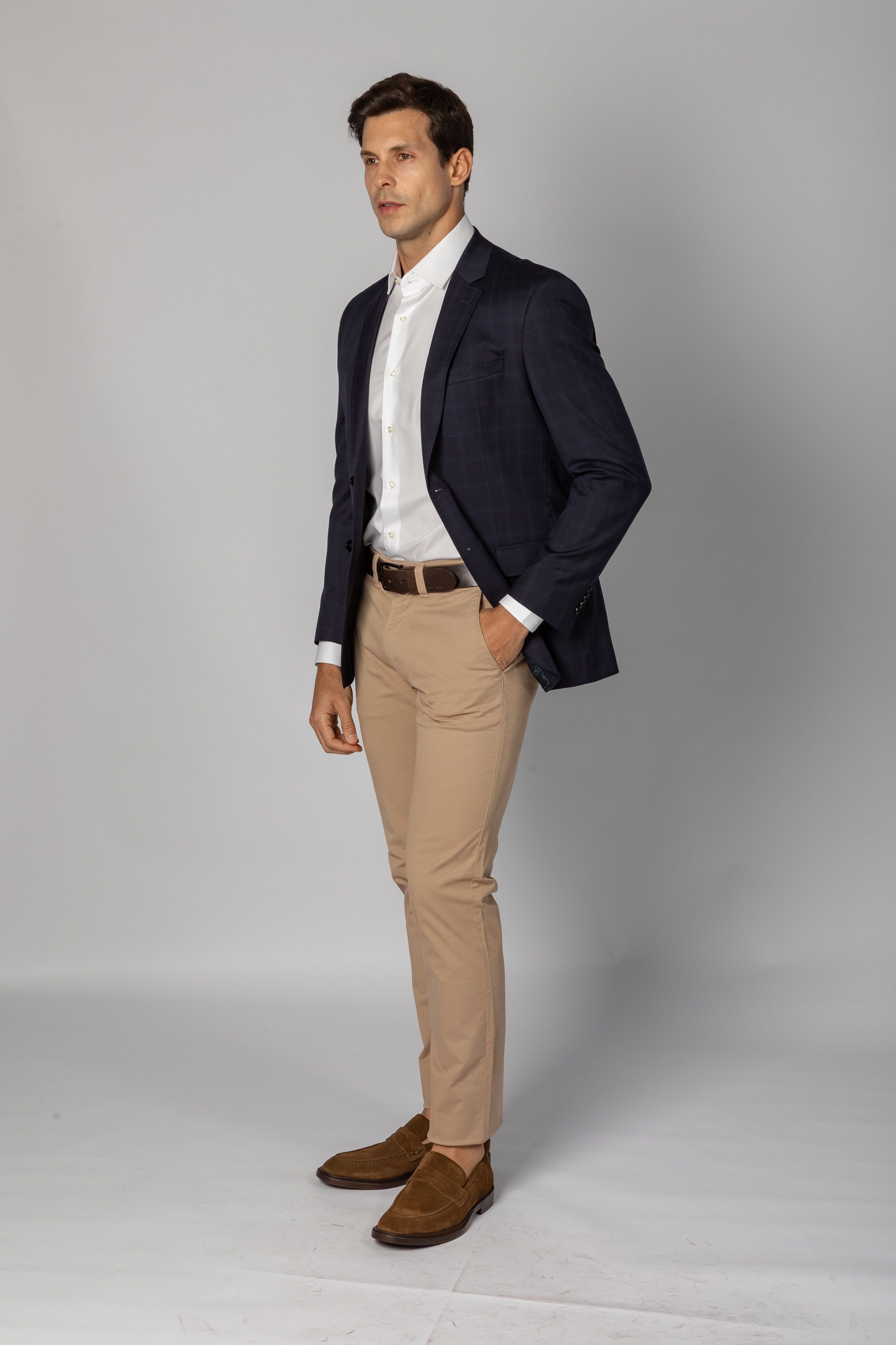 Blazer Reda Super 110 Slim Window Pane Marinho