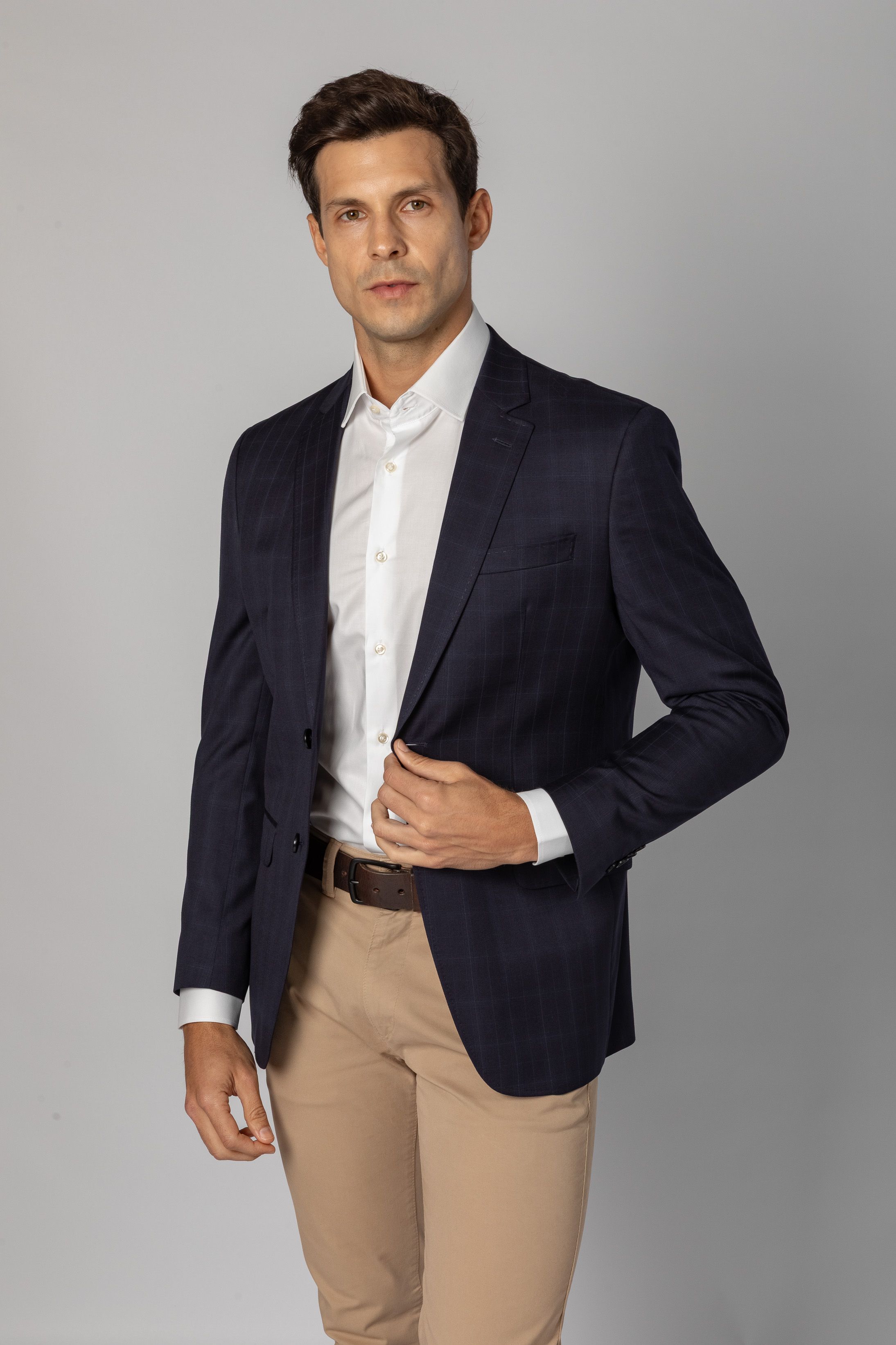 Blazer Reda Super 110 Slim Window Pane Marinho - Diodato Alfaiataria