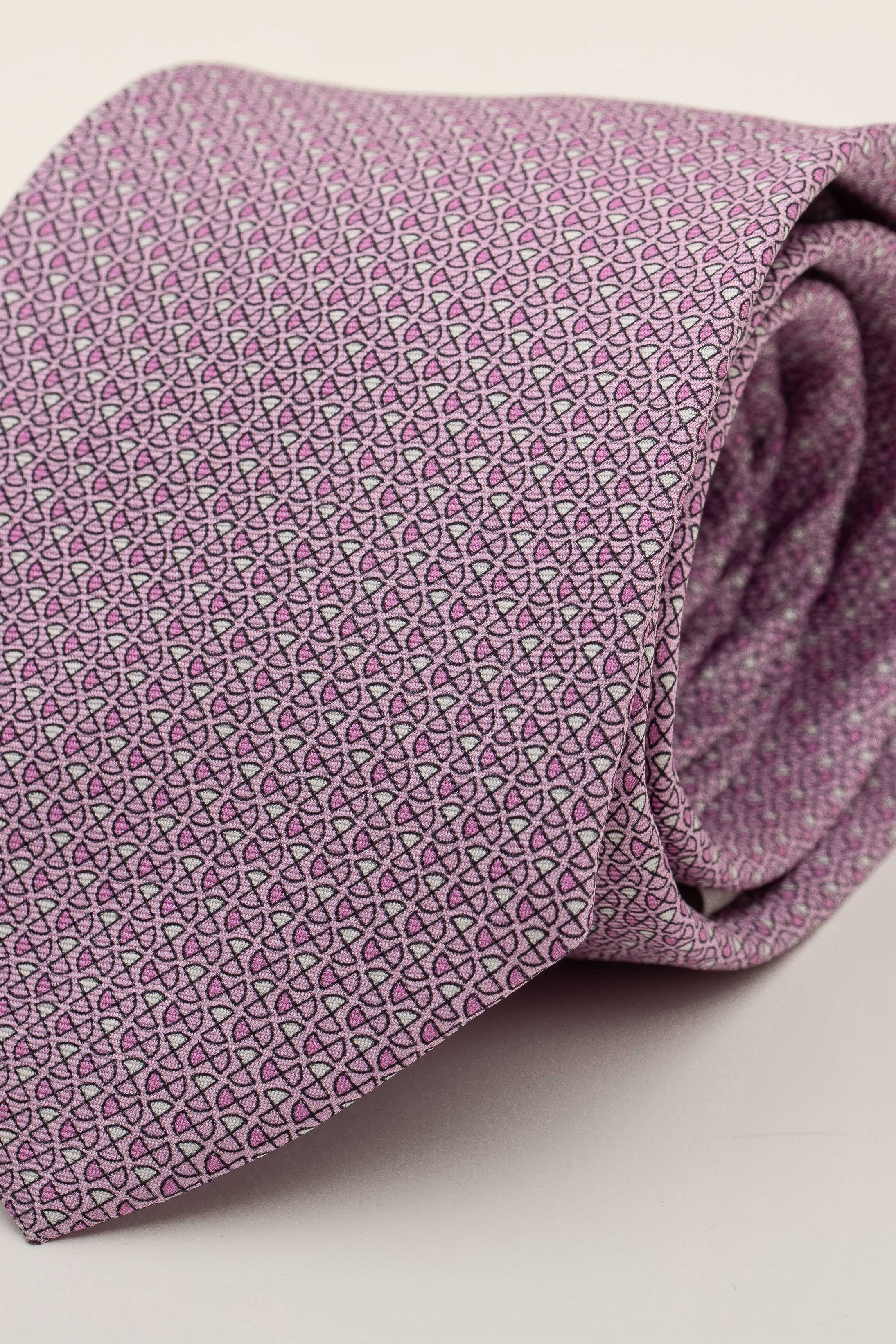 Gravata Seda Italiana Micro desenho Rosa claro