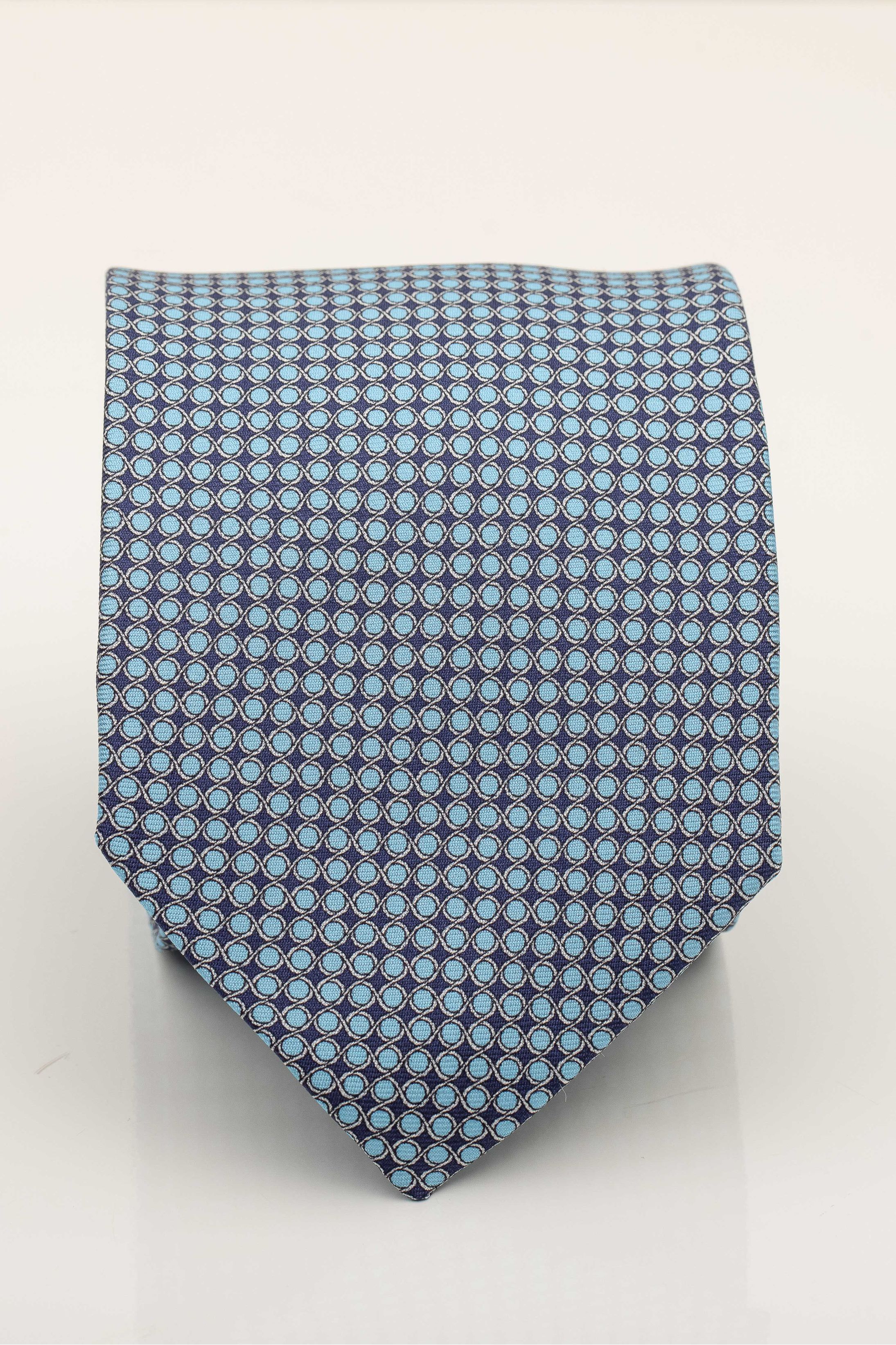 Gravata Seda Italiana Micro Desenho Azul - Diodato Alfaiataria