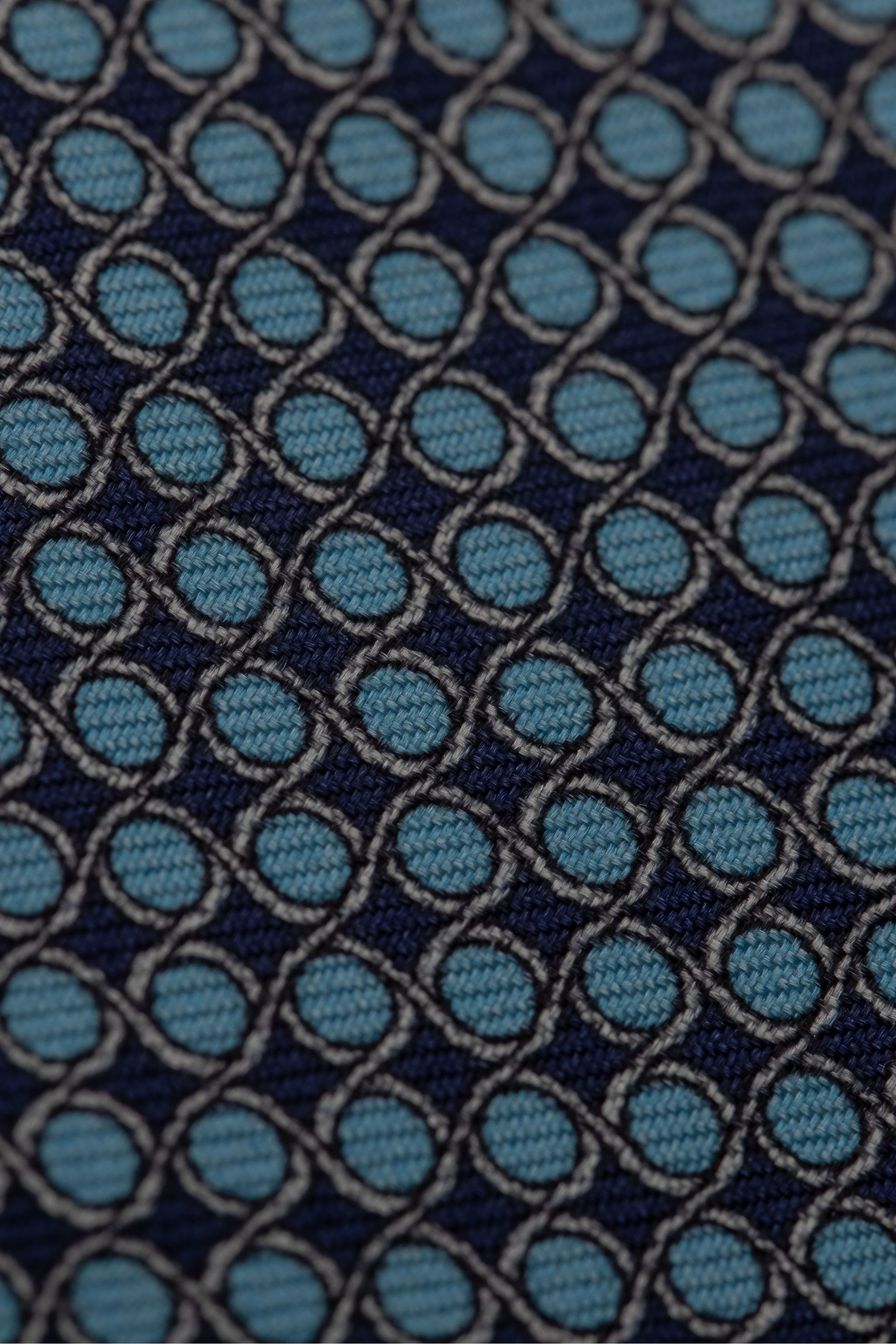 Gravata Seda Italiana Micro Desenho Azul