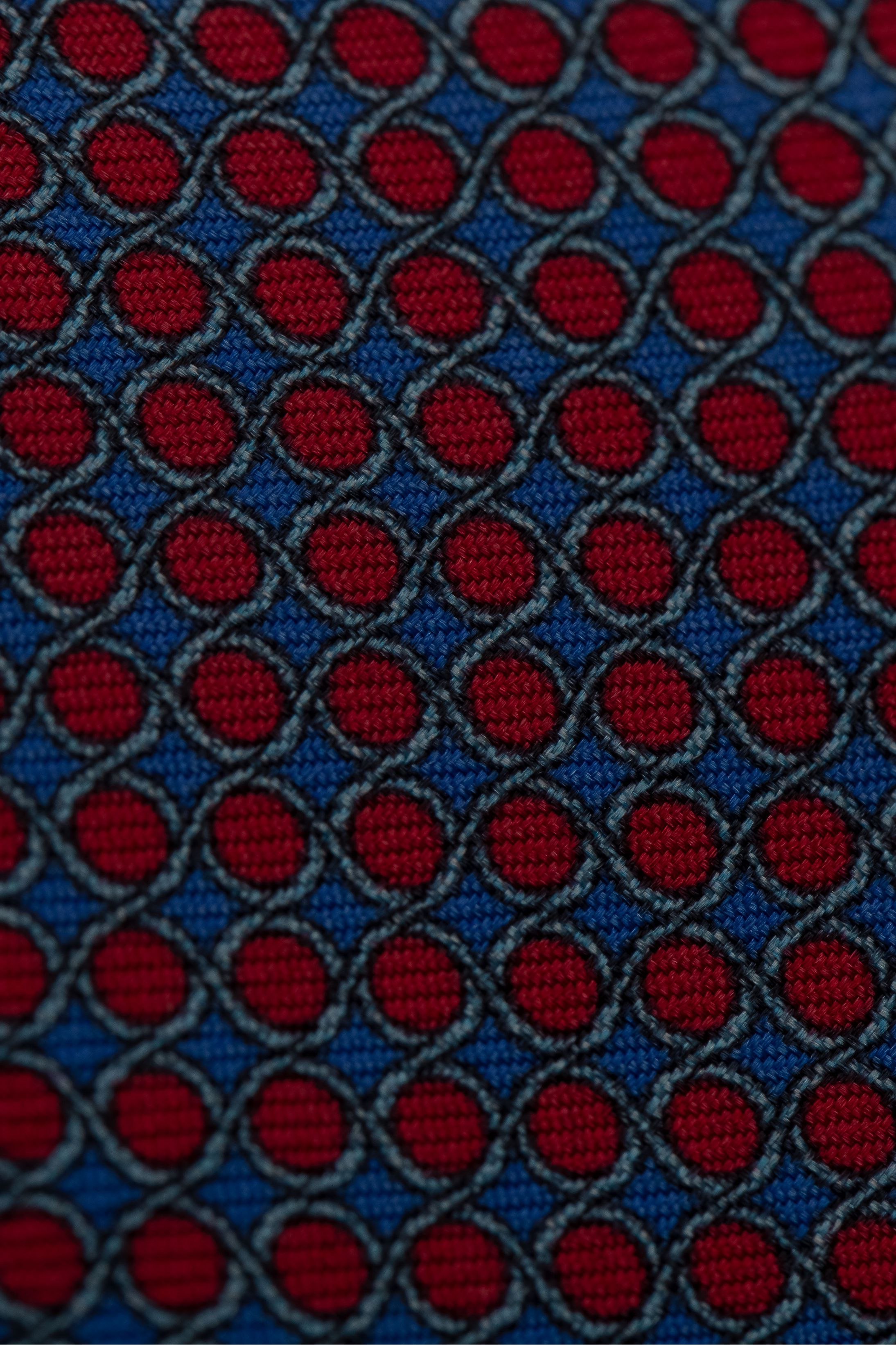 Gravata Seda Italiana Micro desenho Marinho com Vermelho