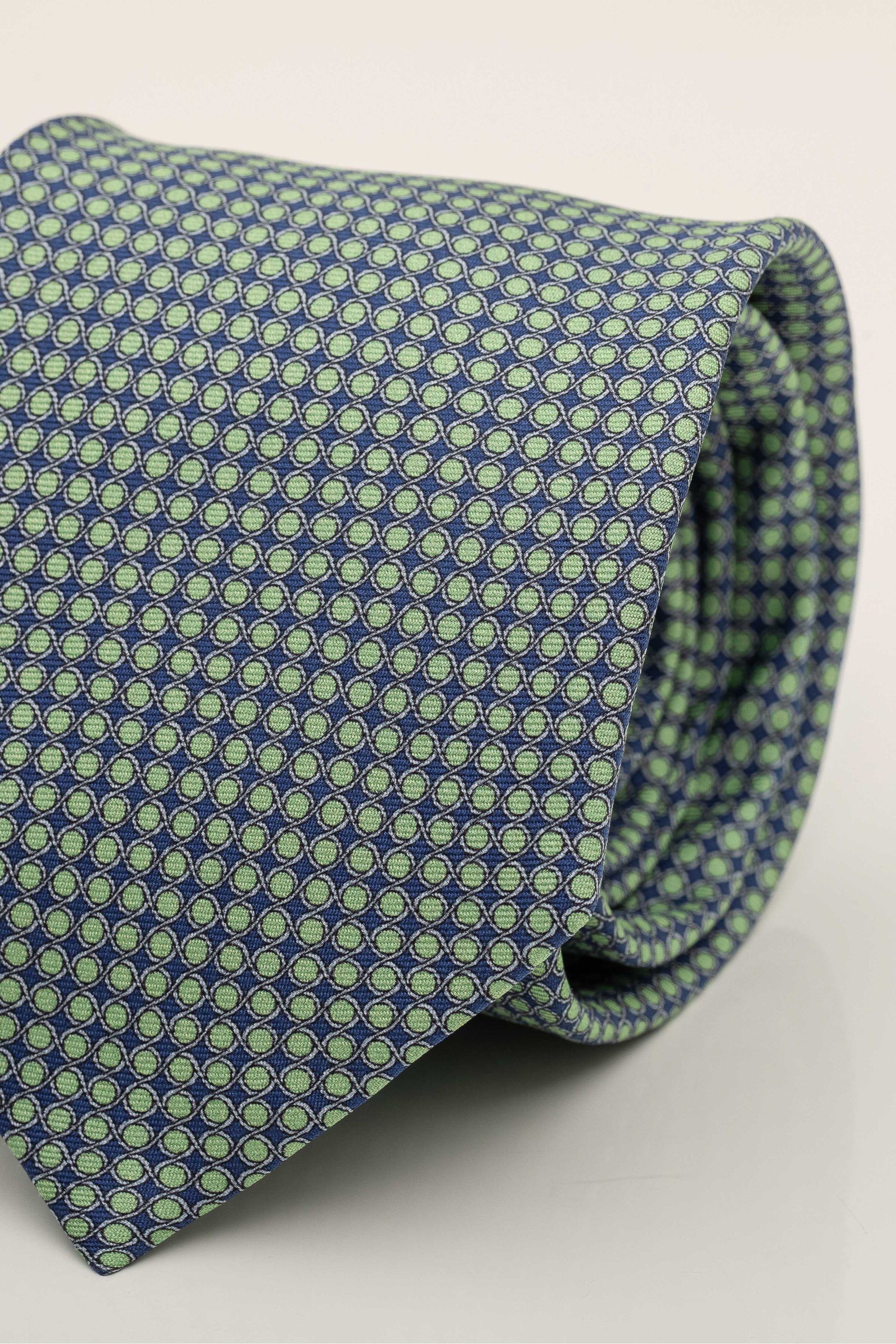 Gravata Seda Italiana Micro desenho Verde