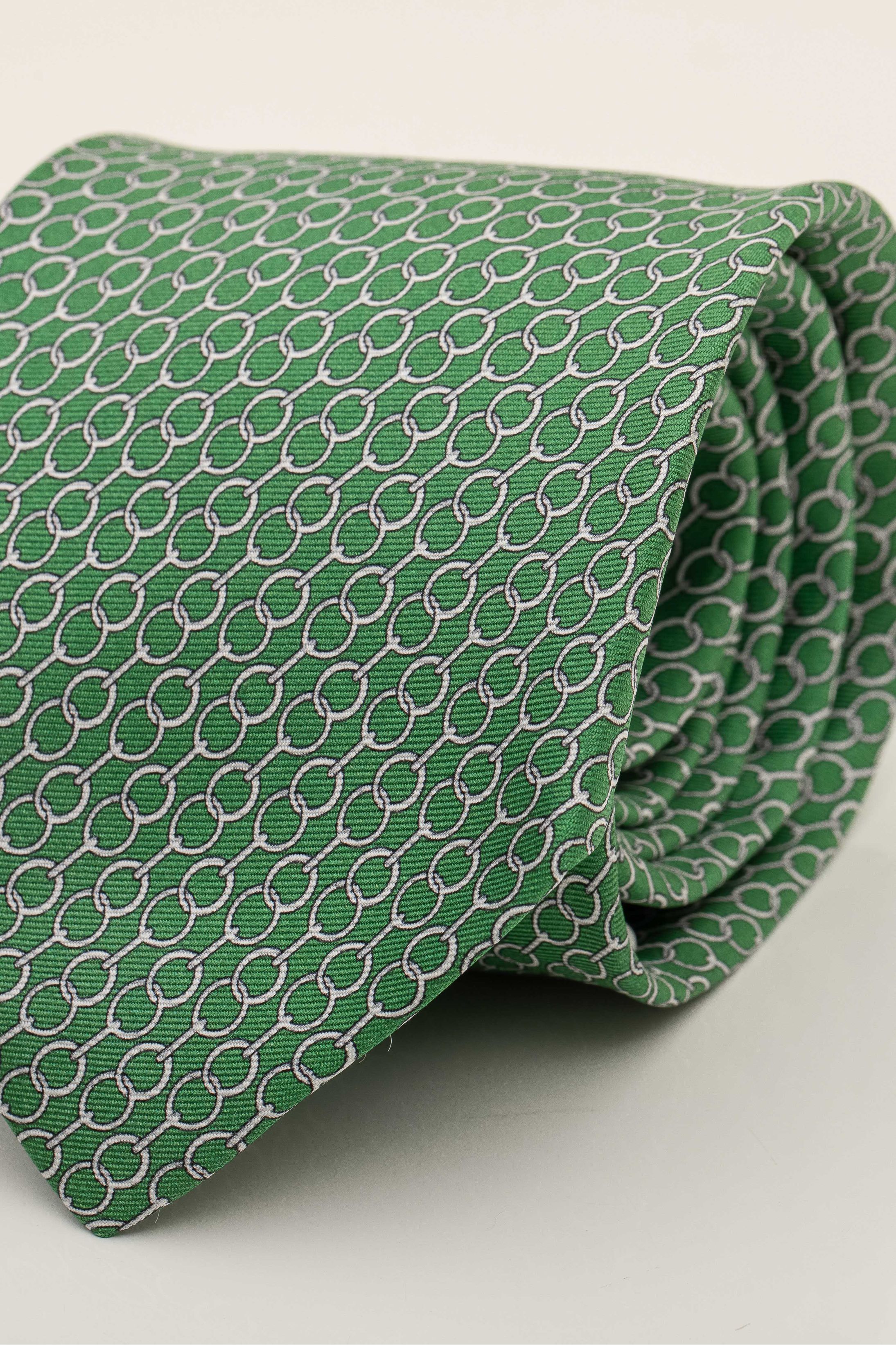 Gravata Seda Italiana Trabalhada Verde 