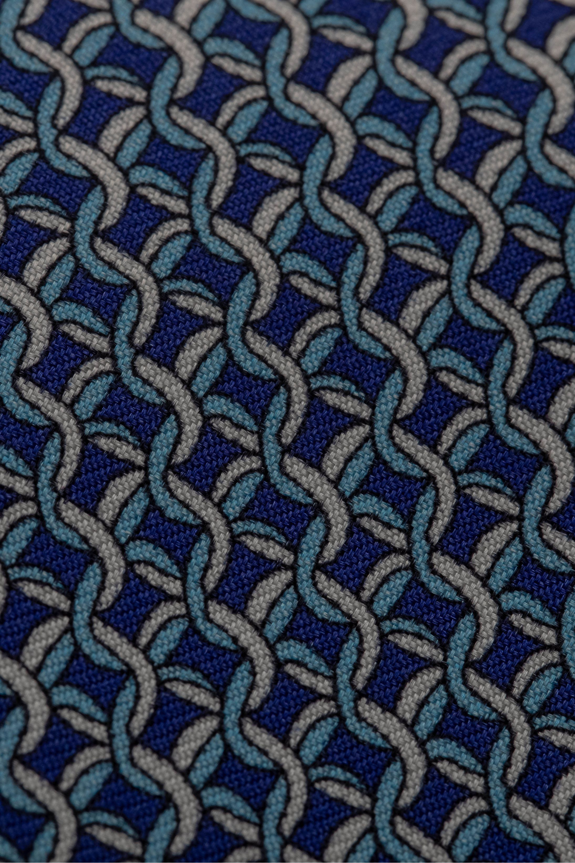 Gravata Seda Italiana Trabalhada Marinho e Azul
