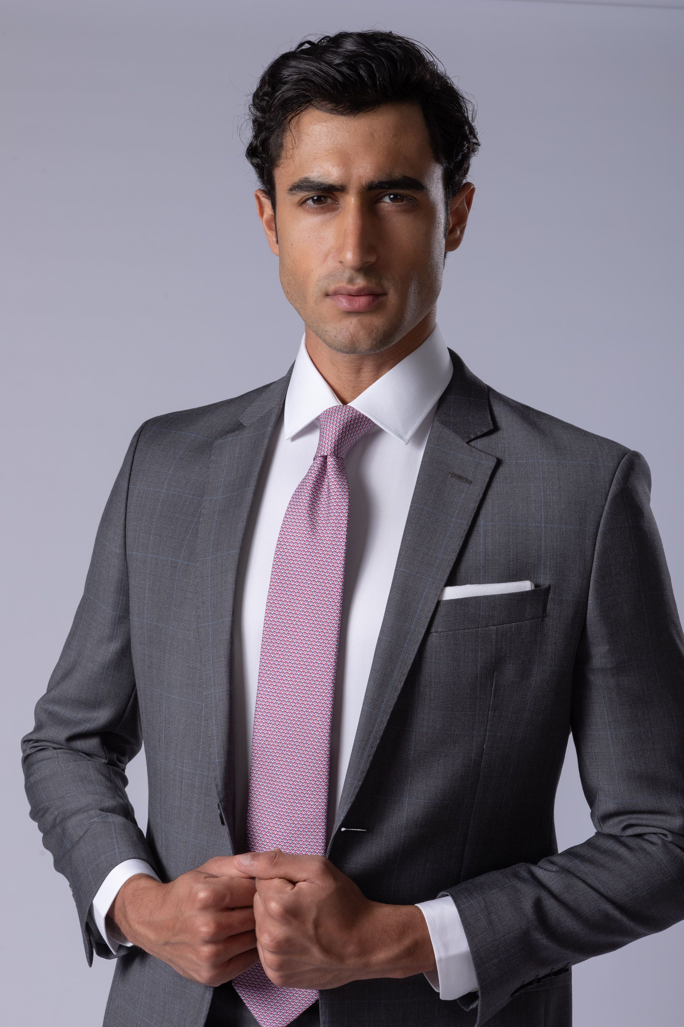 Costume Super 120 Slim Window Pane cinza medio