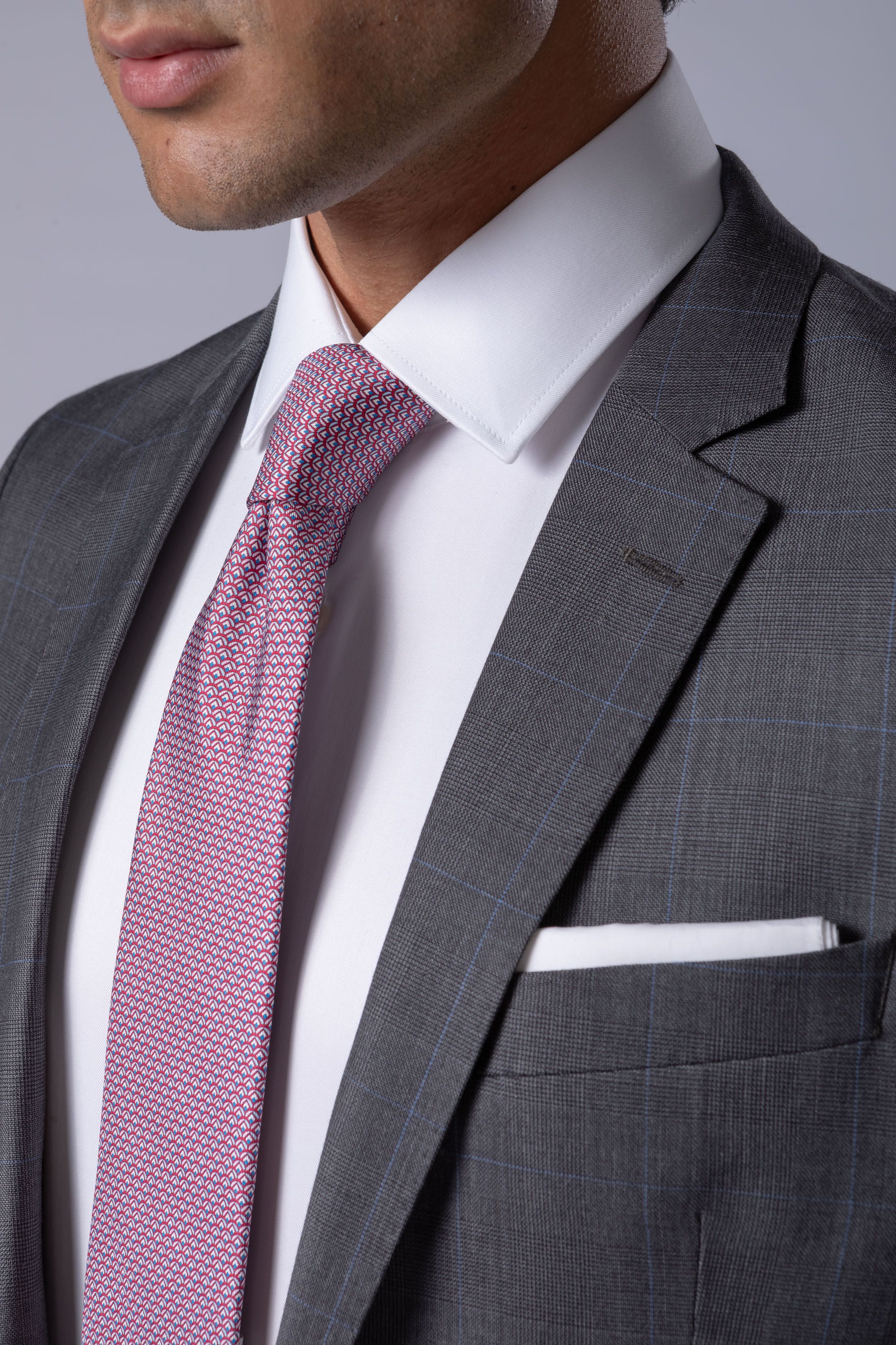 Costume Super 120 Slim Window Pane cinza medio