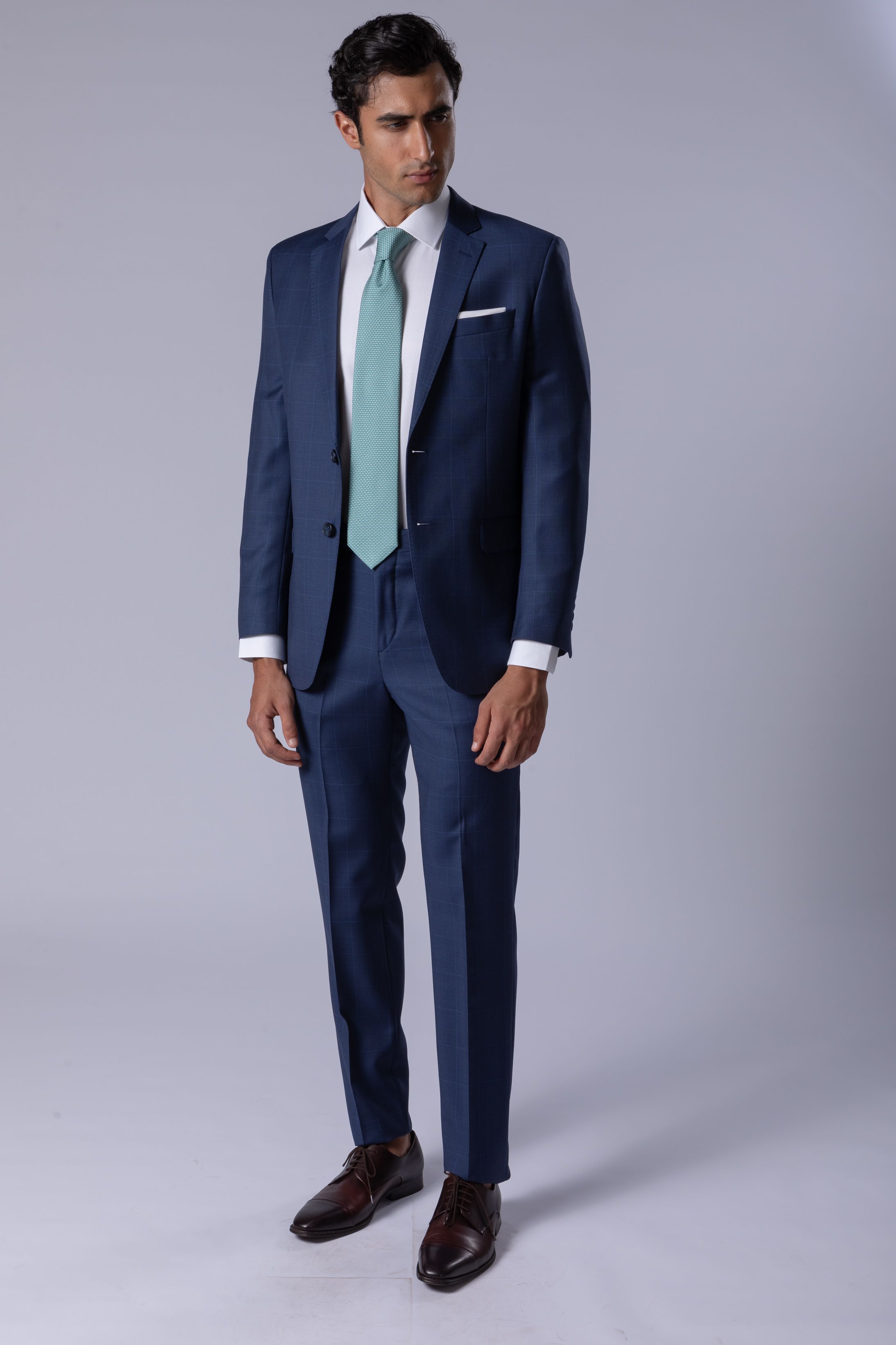 Costume Super 120 Slim Window Pane Azul