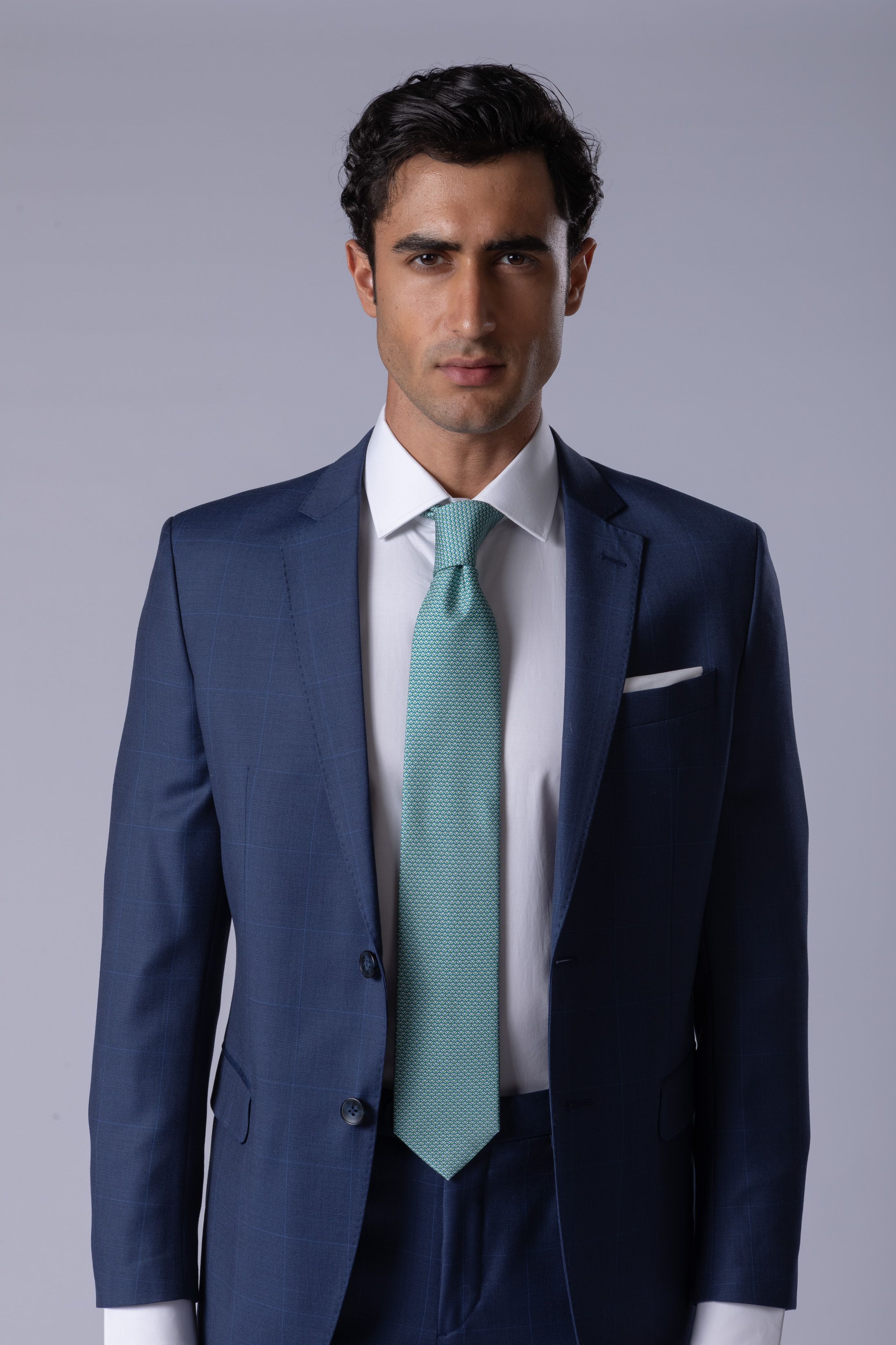Costume Super 120 Slim Window Pane Azul - Diodato Alfaiataria