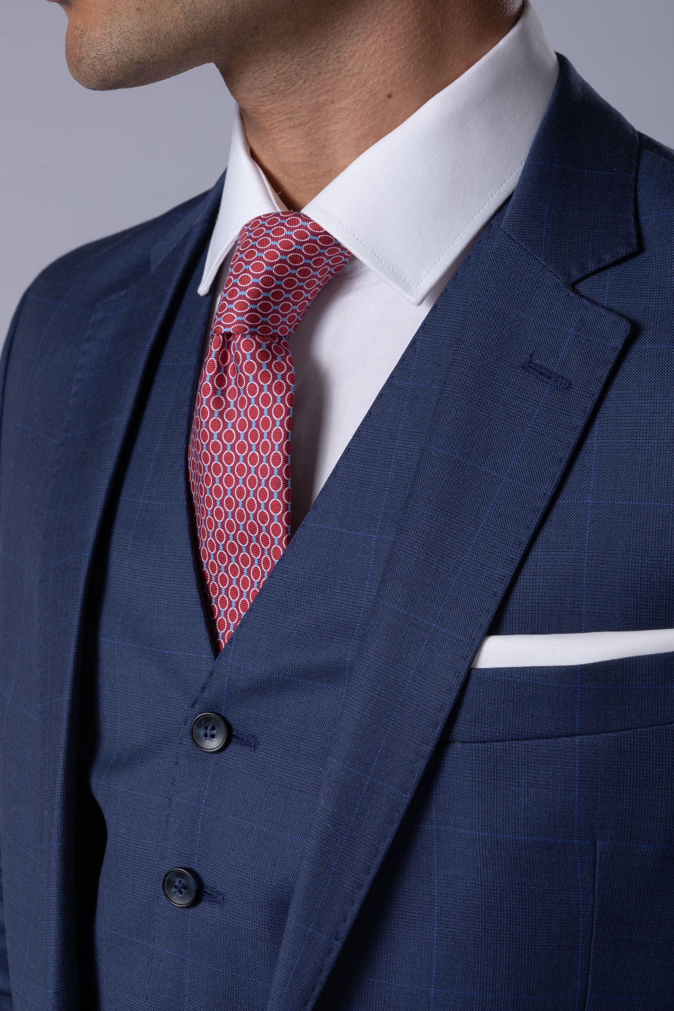 Gravata Seda Italiana Vermelho com azul